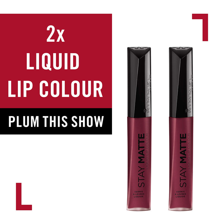 Plum Rimmel Stay Matte Liquid Lip Color, This Show, 2 Count