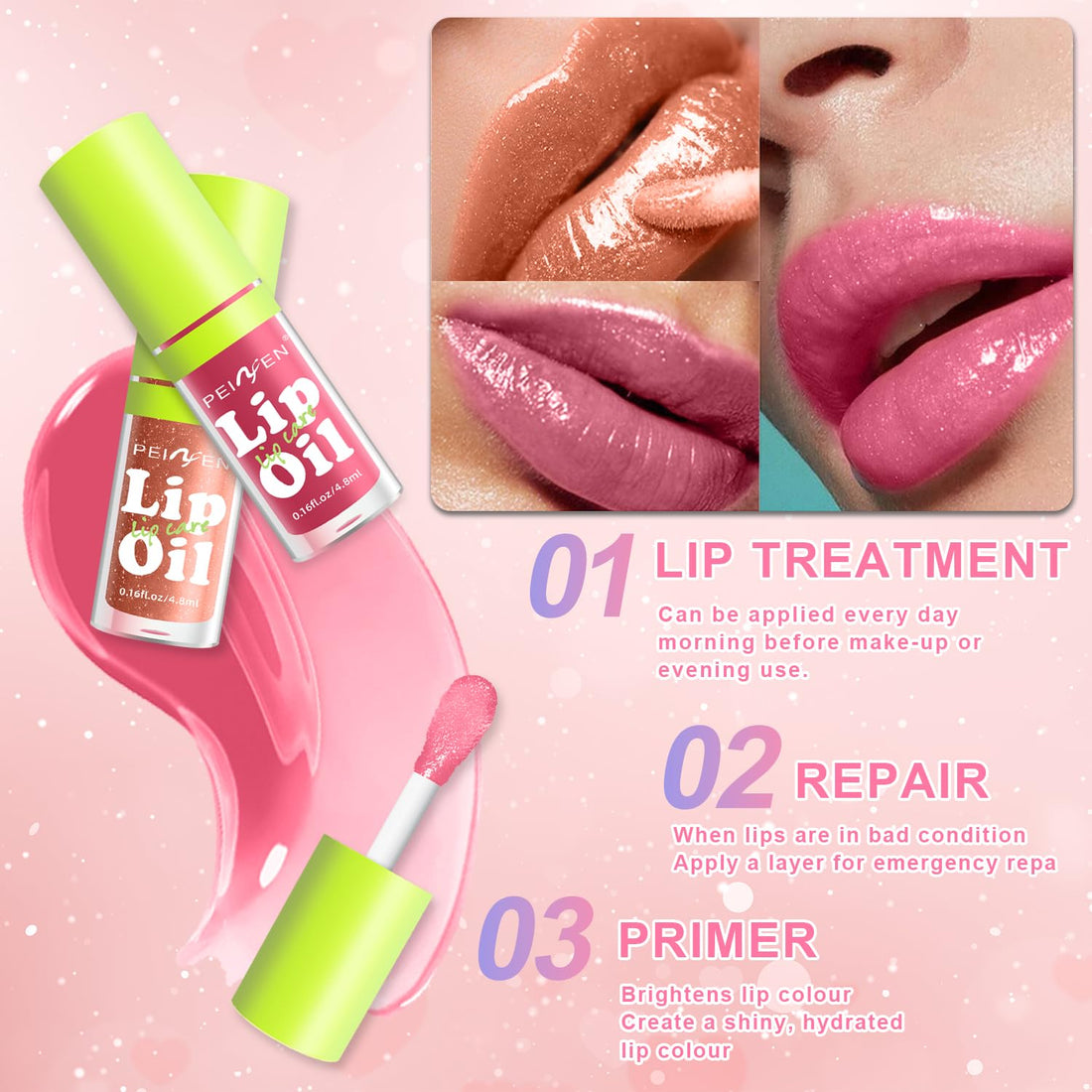 YU KUI LX 6 Colors Lip Gloss Set, Clear Lip Gloss and Glow Lip Oil for Woman, Moisturizing and Hydrating Lip Gloss Pack, Non-sticky Fat Oil Lipgloss