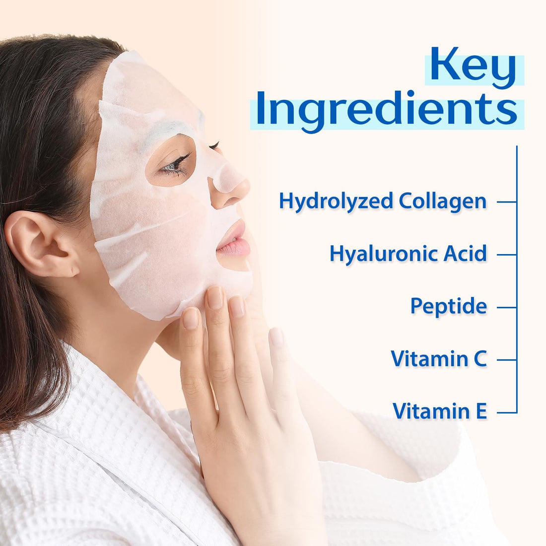 Ebanel 10 Pack Collagen Face Mask, Instant Brightening & Hydrating Face Sheet Mask with Aloe Vera, Hyaluronic Acid, Vitamin C and E, Chamomile, Anti Aging Face Mask with Hydrolyzed Collagen, Peptide
