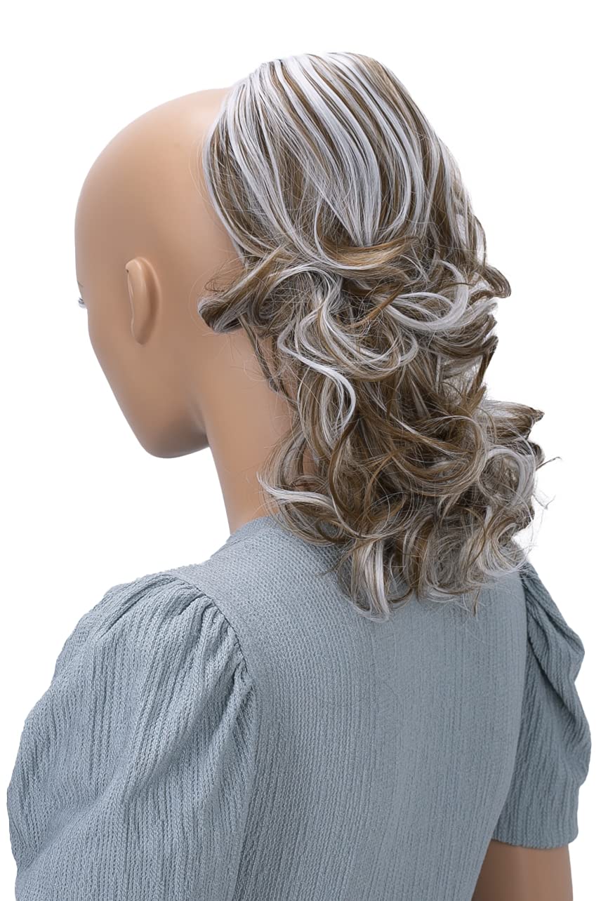 PRETTYSHOP Hair Piece Ponytail Drawstring Extension Wavy Voluminous Nature Looking Heat-Resisting 16 light brown/gray mix # 6Hgray PH222