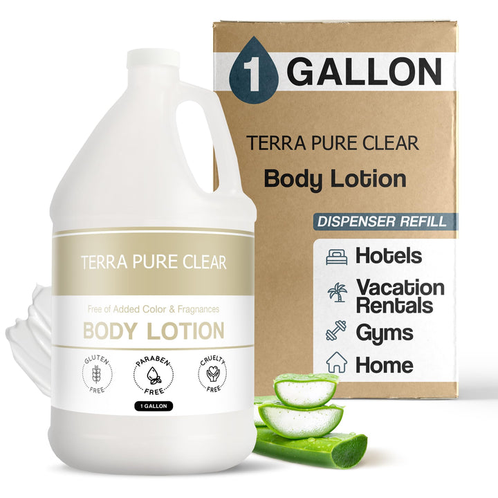 Terra Pure Clear Color & Fragrance-Free Hotel Lotion | 1 Gallon | For Hospitality & Vacation Rentals to Refill Dispensers | Single Gallon