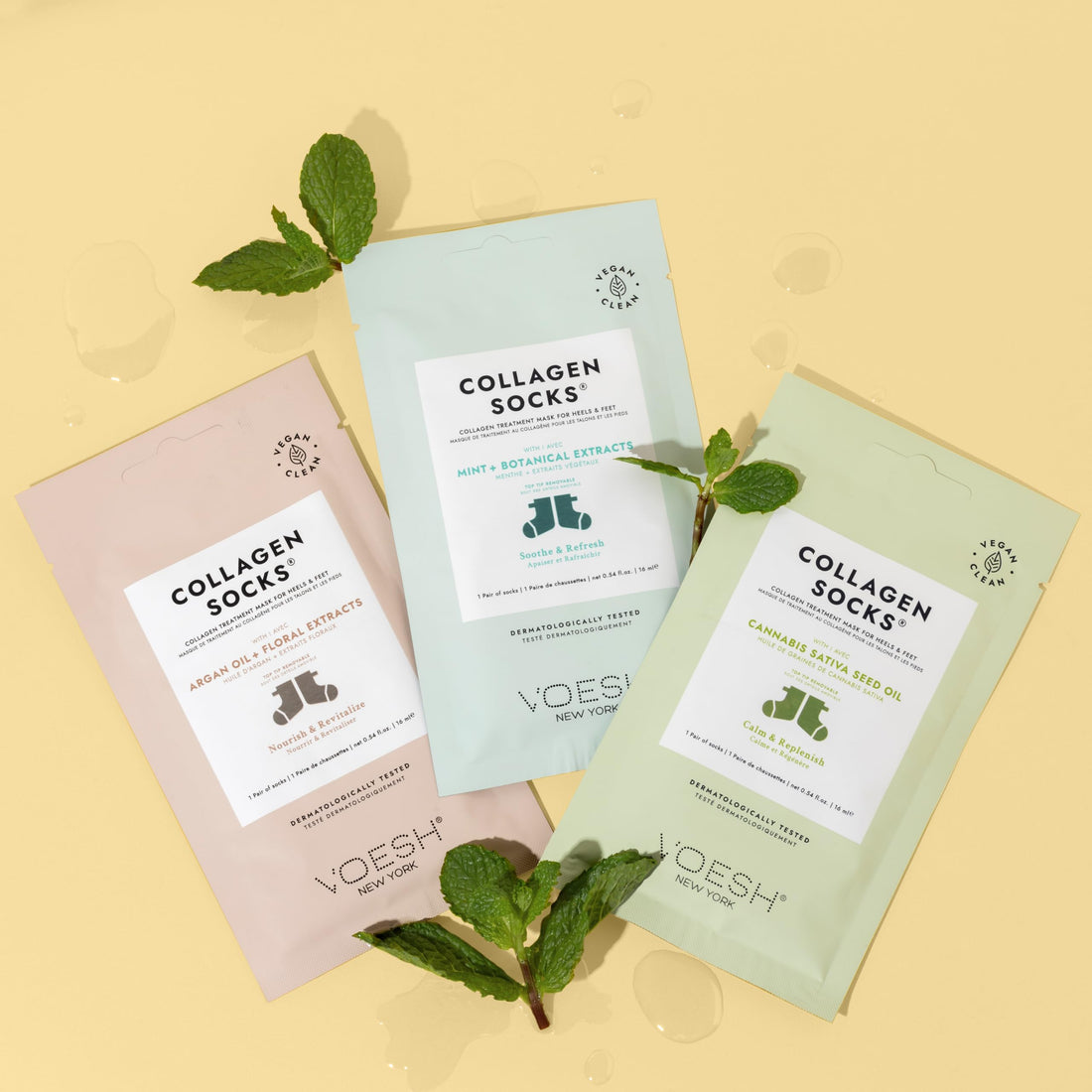 VOESH Collagen Socks, Collagen Socks for Dry Feet, Variety 5 Pack, Cracked Heel Repair, Moisturizing Socks, Spa Pedicure Treatment, Spa Socks, Foot Peel Masks, Vegan