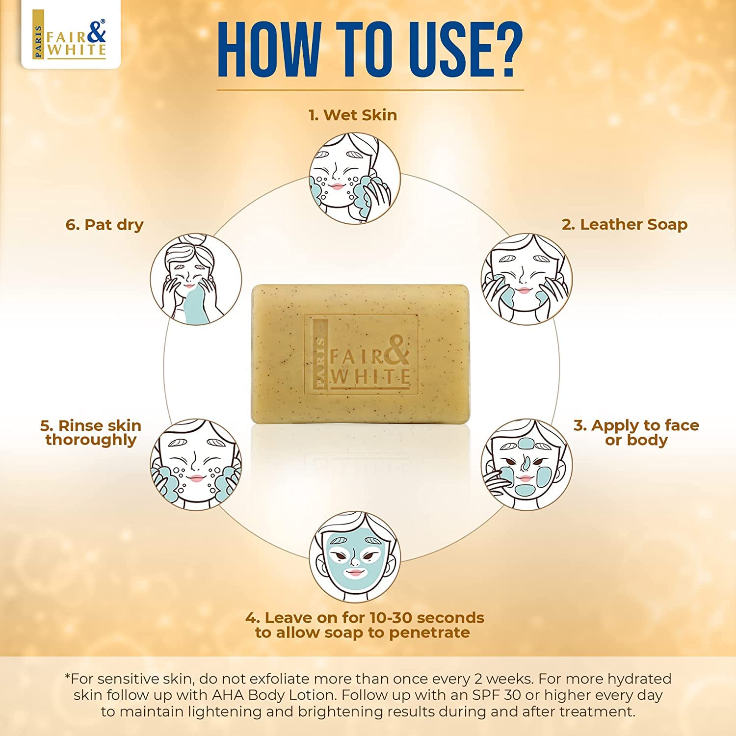 Fair & White Savon Aha-2 Exfoliating and Lightening Soap (7 OZ /200 g) #40250