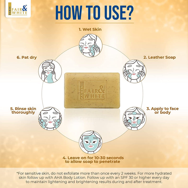 Fair & White Savon Aha-2 Exfoliating and Lightening Soap (7 OZ /200 g) #40250