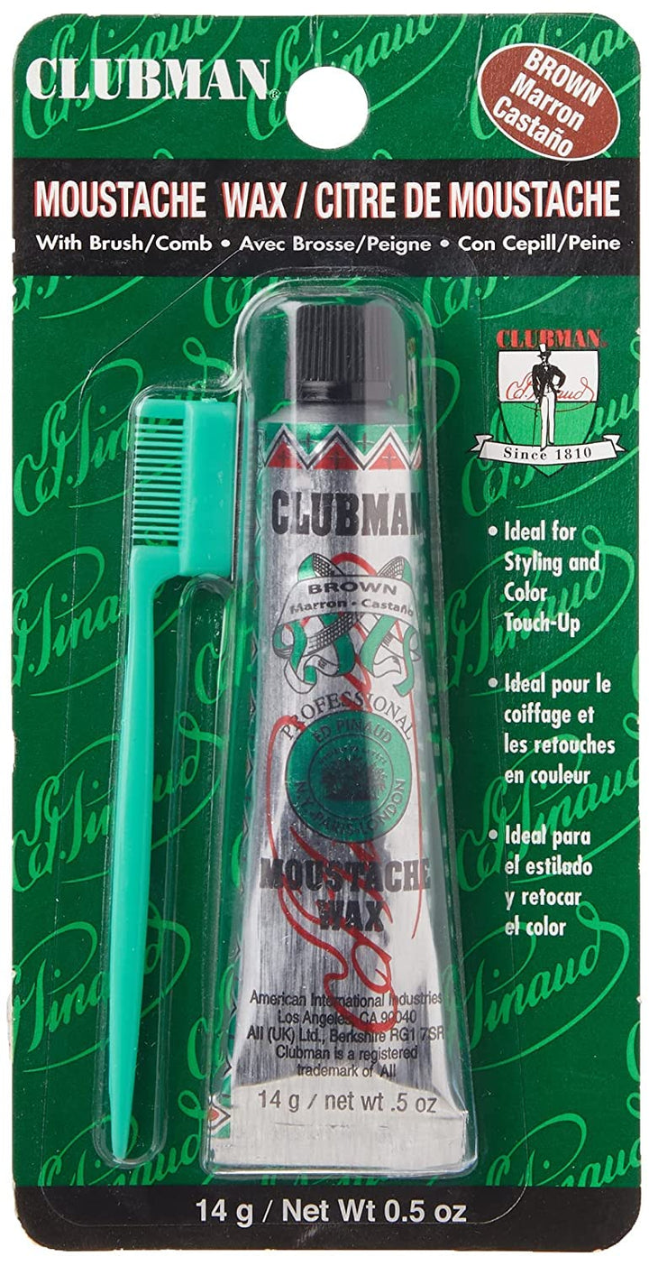 Clubman Moustwax W/Brush Brown (2 Pack)