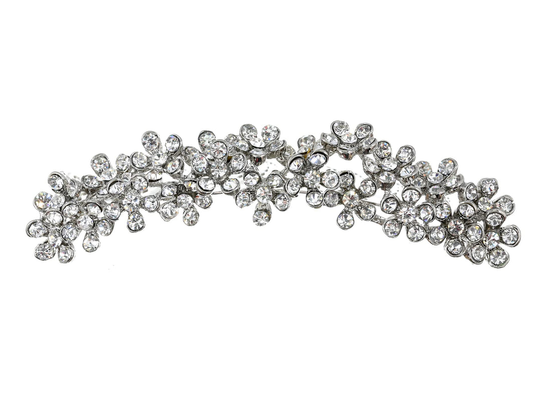 Bridal Flower Rhinestones Crystal Prom Wedding Tiara Hair Comb T812