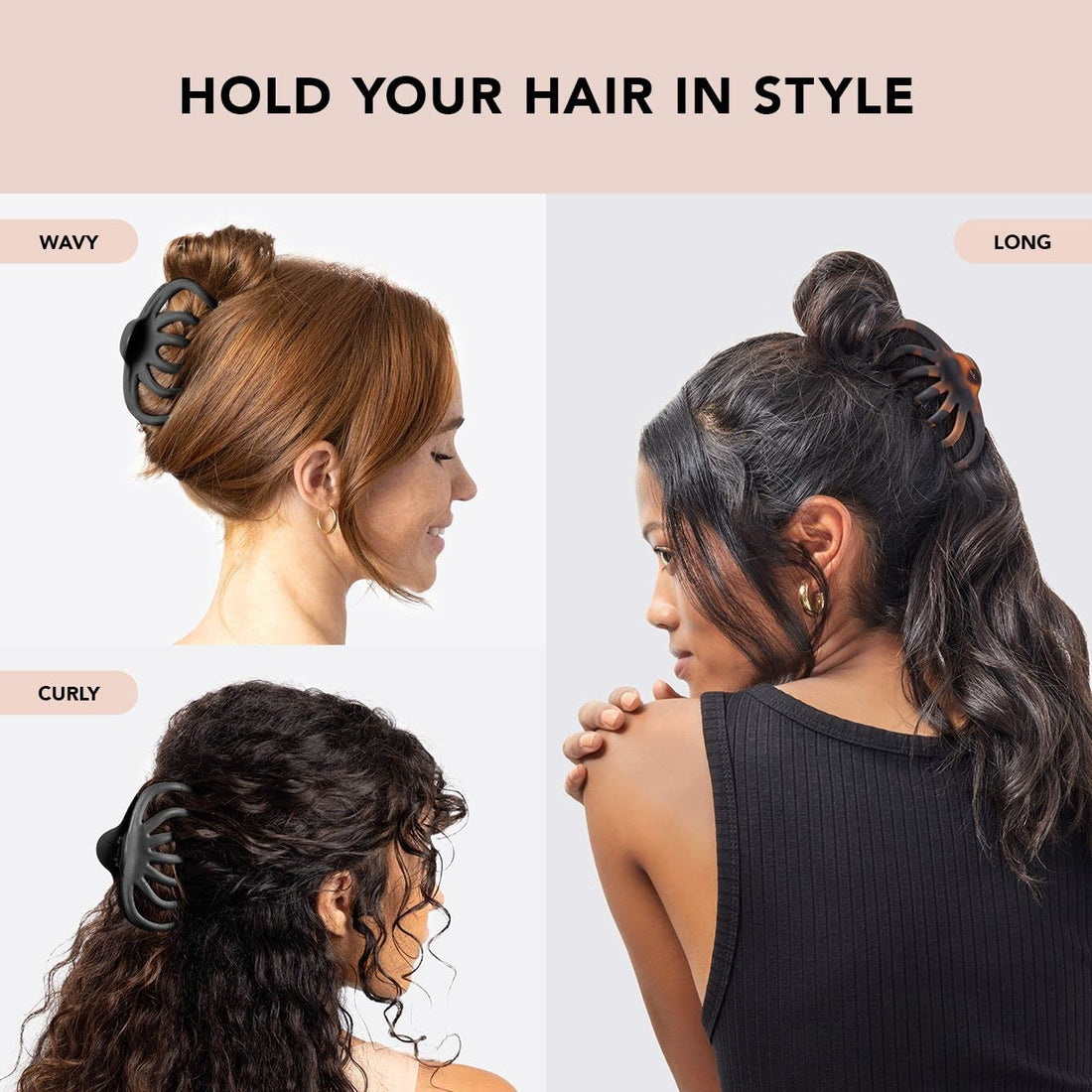 Kitsch Octopus Claw Clips for Women - Cute & Stylish Hair Clips for Everyday Use, Octopus Claw Clip for Thick Hair - Black & Tortoise, 2pcs