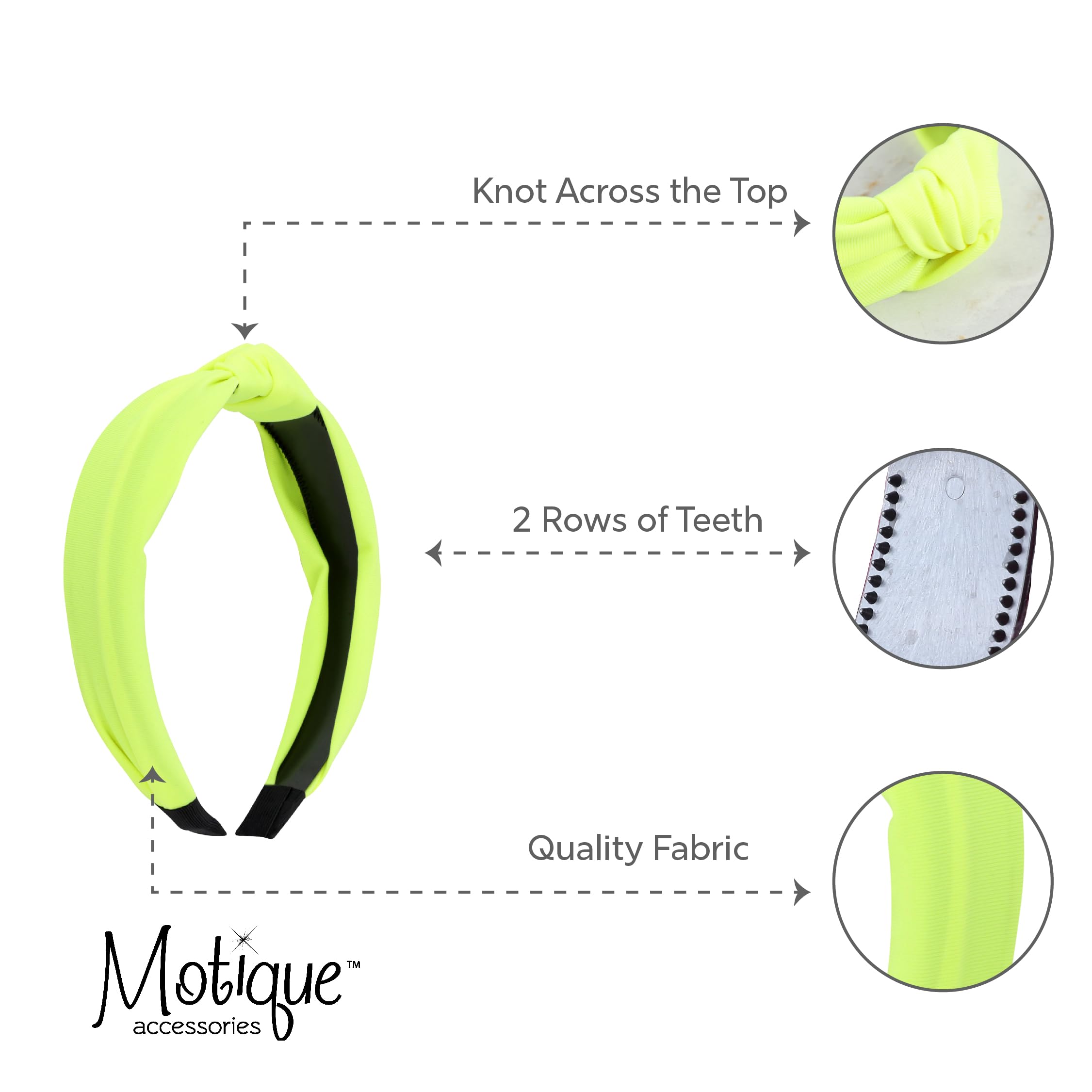 Neon Yellow 1 Inch Fabric Turban Knot Headband