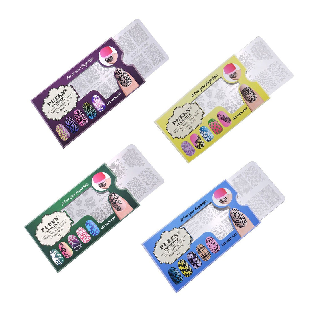 PUEEN Nail Art Stamping LOVE BOX II 02 - 4 Lover Collection Plates - 125x65mm Unique Nailart Polish Stamping Manicure Image Plate Accessories Kit BH000665