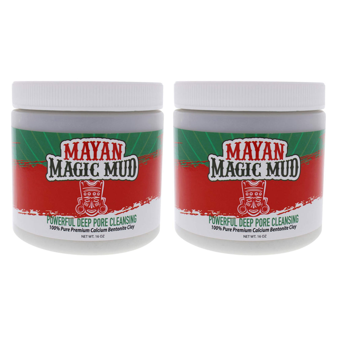 Mayan Magic Mud Powerful Deep Pore Cleansing Facial Body Mask 100 Pure Premium Calcium Bentonite Clay Treats Acne Breakouts Blackheads and Oily Skin 2 Pack 16 Oz Each K0000670, 1 Count