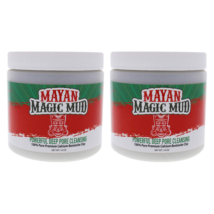 Mayan Magic Mud Powerful Deep Pore Cleansing Facial Body Mask 100 Pure Premium Calcium Bentonite Clay Treats Acne Breakouts Blackheads and Oily Skin 2 Pack 16 Oz Each K0000670, 1 Count