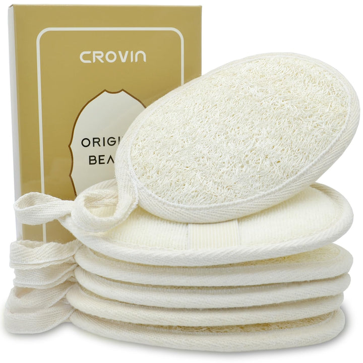 Crovin Loofah Pads - Exfoliating Loofah Body Scrubber 100% Natural Bath Sponge for Men and Women’s SPA - 6 Packs Gifts Luffa Package,Perfect for Bath Shower