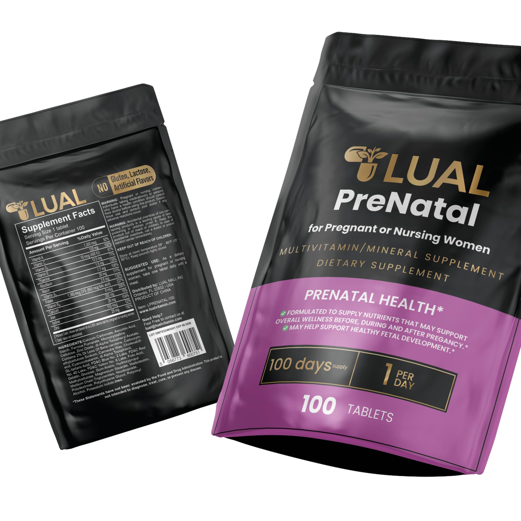 LUAL Prenatal Multivitamin | Prenatal Vitamins for Women | Pregnancy Must Haves Folate Supplement Prenatal Multivitamin 100 Tablets