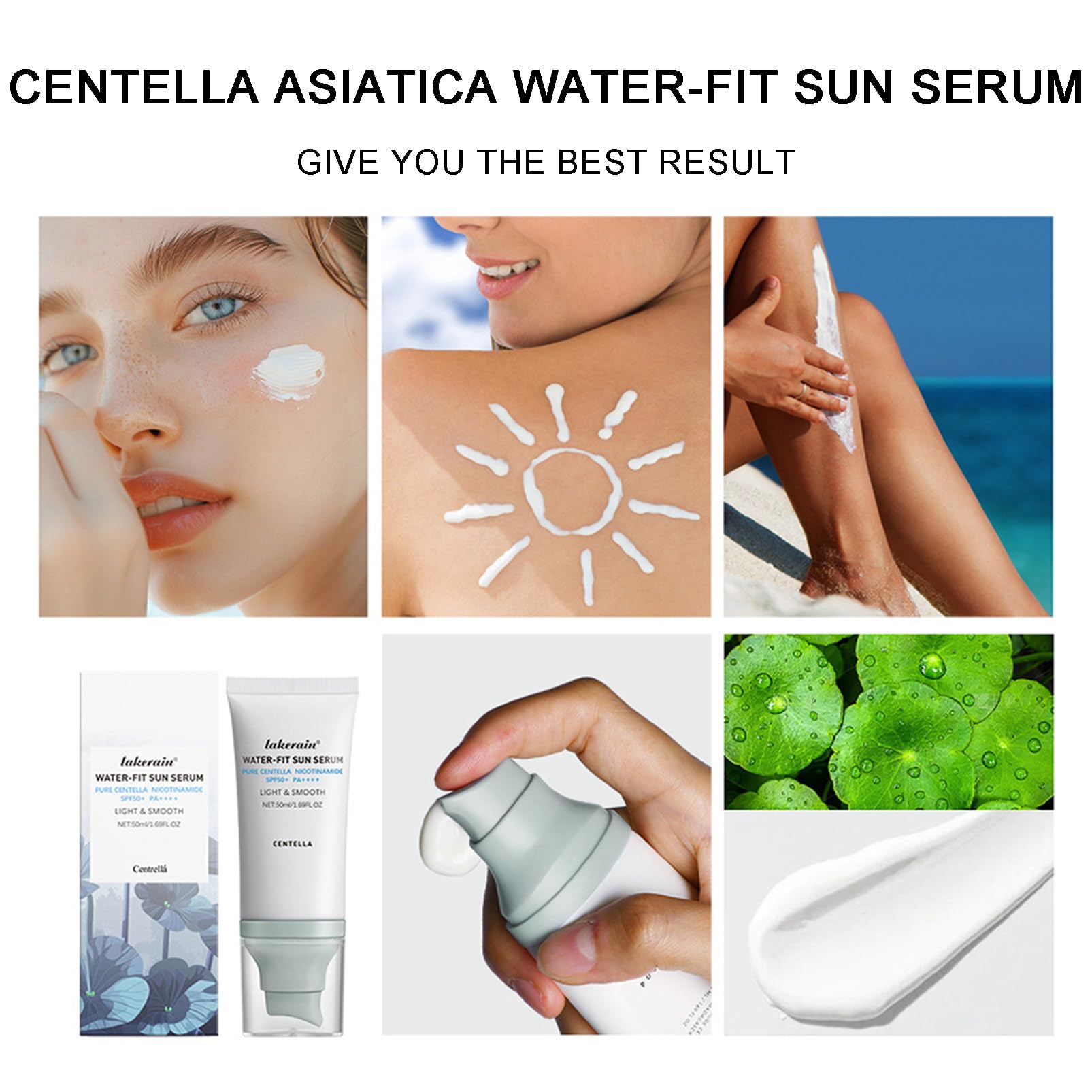 á Sunscreen SPF 50, Hyalu Cica Water-Fit Sun Serum, Face Sun Screen Long-Lasting Protection, Cen-tella Madagascar Sunscreen, NO White Cast - Dry Oily Skincare (Blue 1)