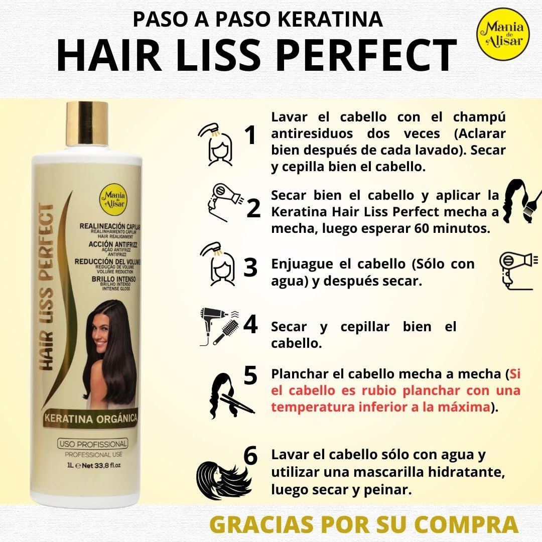 Mania de Alisar Brazilian Straightening Organic Keratin Straightening Progressive Brazilian Straightening keratina (1000 ml / 33,81 fl.oz)