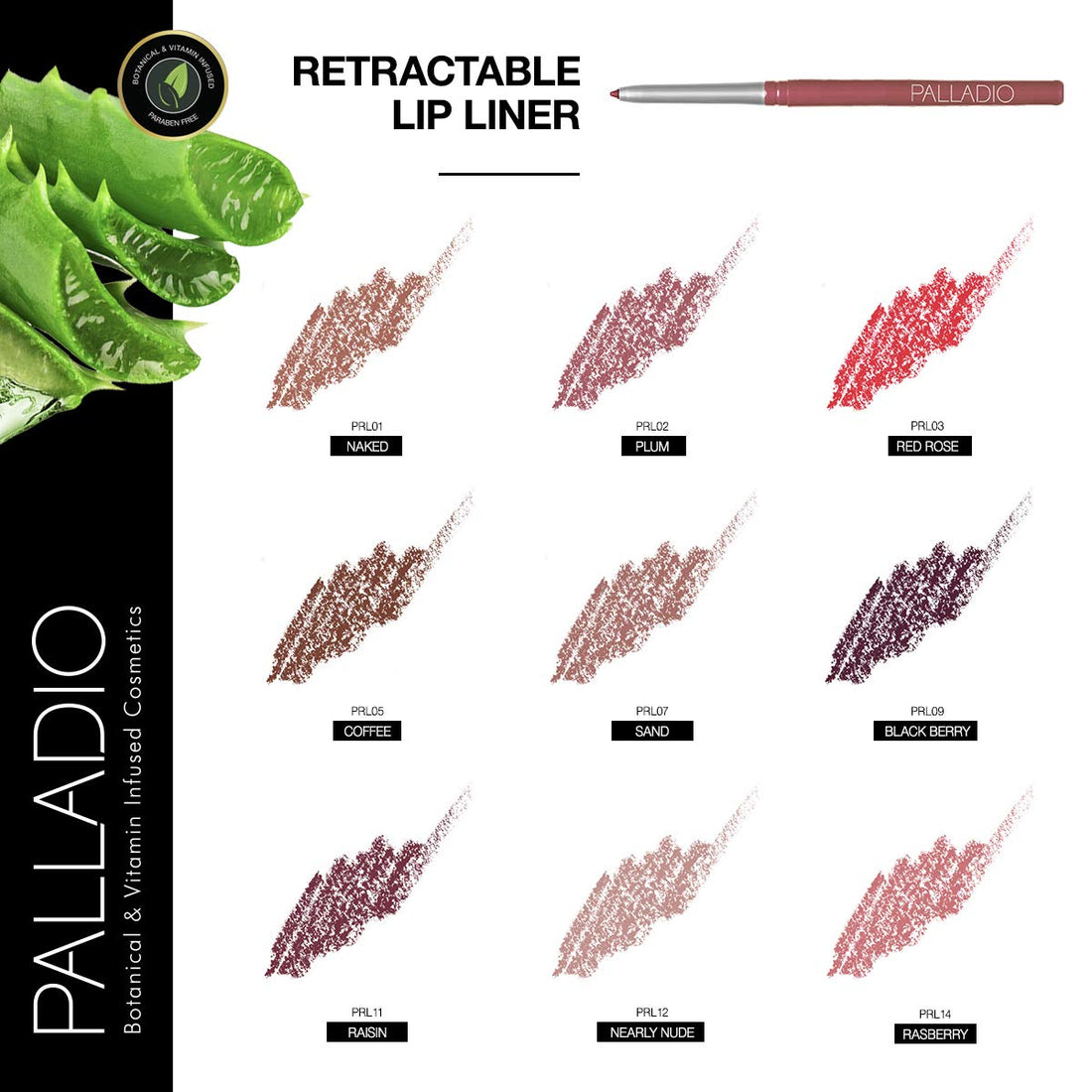 PALLADIO BEAUTY RETRACTABLE LIP LINERS - NAKED, 0.28 g (0.01 oz)