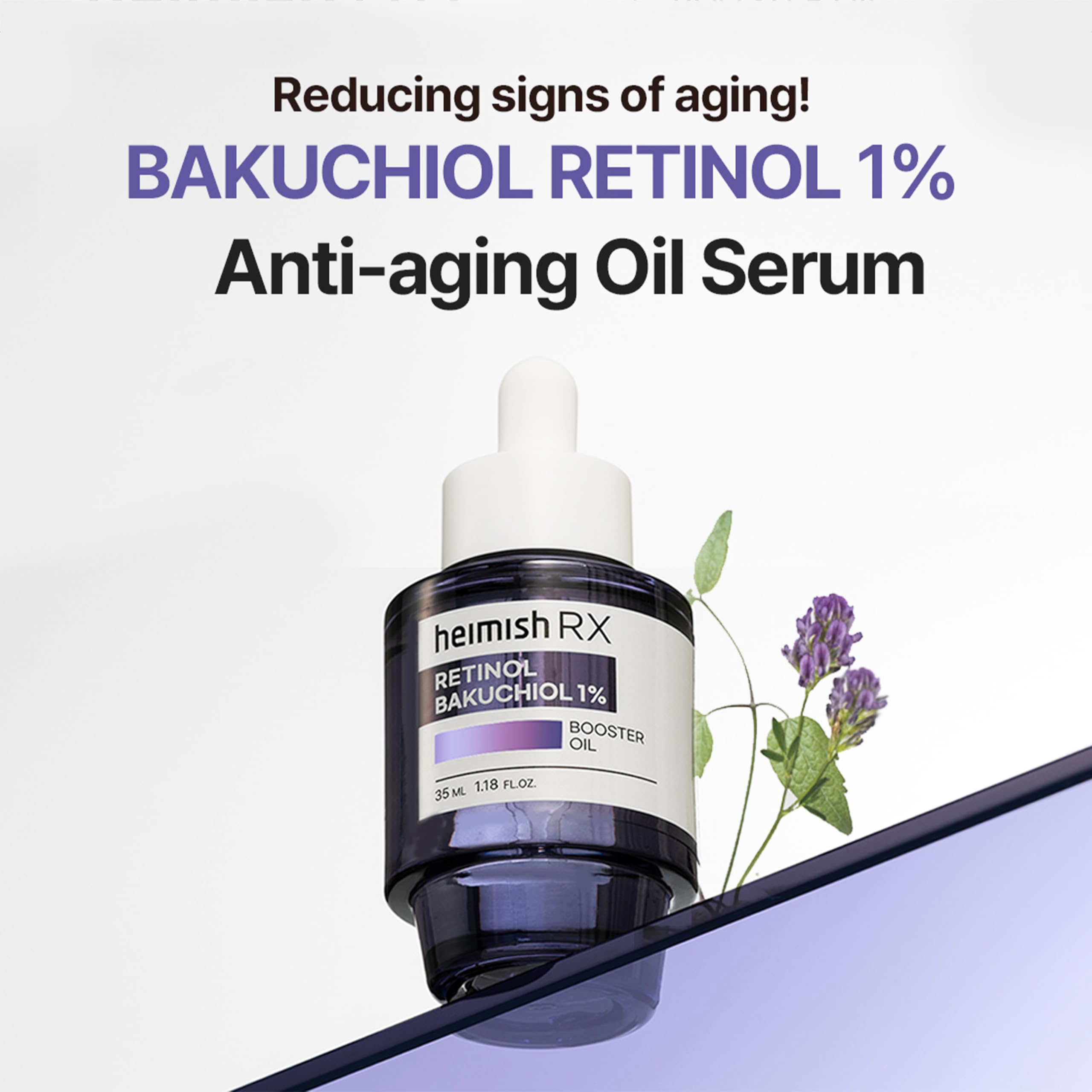 HEIMISH RX Retinol Bakuchiol Booster Oil - Anti Aging Serum, Face Serum for Firming, Anti Wrinkle, Skin Elasticity, Hydrating with Retinol, Non-greasy Formula, Korean Skincare, 35ml (1.18 fl. oz)