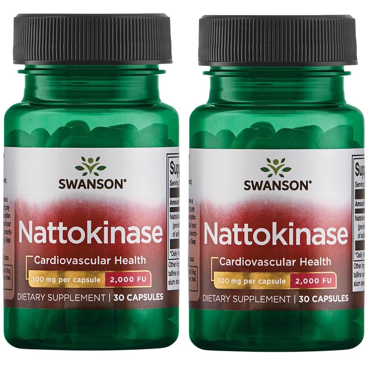 Swanson Nattokinase 2000 Fibrinolytic Units 100 Milligrams 30 Capsules Enzyme (2 Pack)