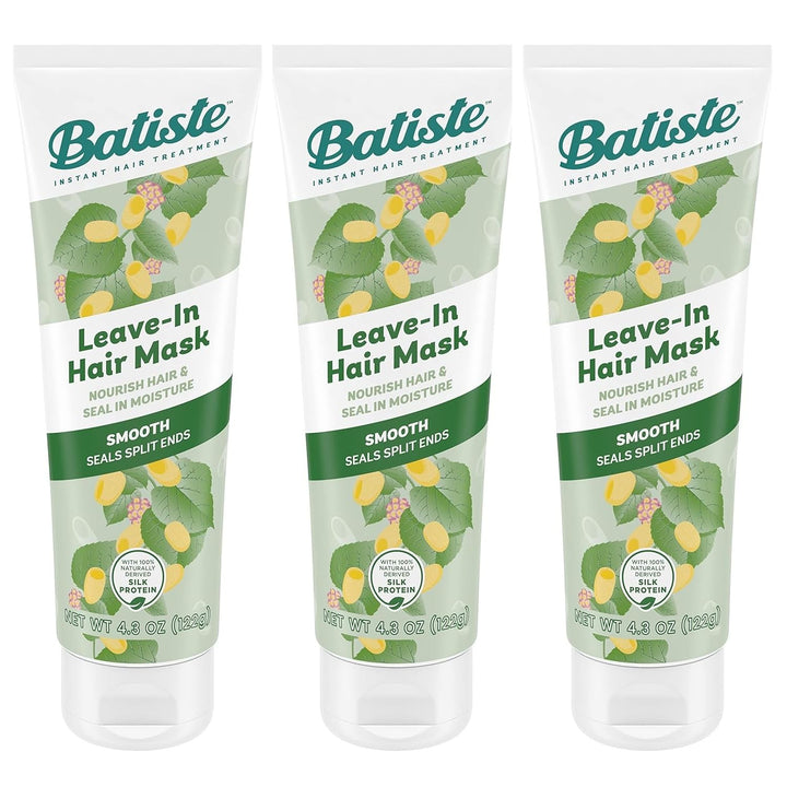 Batiste Heat Protectant For Hair & Leave In Conditioner Hair Mask, Smooth, Seals Split Ends, Hair Conditioner for Dry or Wet Hair, Infused with vitamin E for Enhancing Haircare, 4.3oz (Pack of 3)