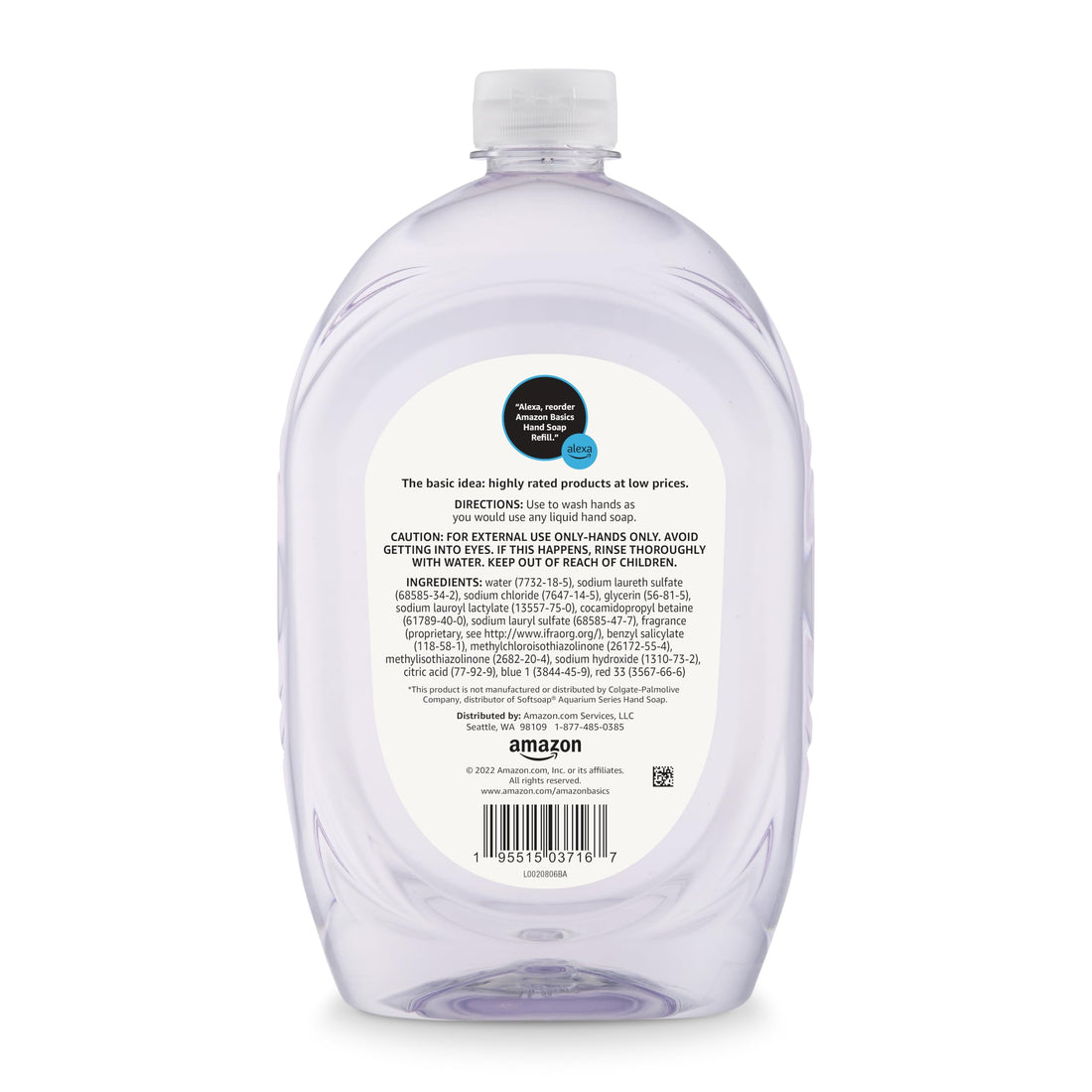 Amazon Basics Gentle & Mild Clear Liquid Hand Soap Refill, Triclosan-free, 50 Fluid Ounces, 1-Pack (Previously Solimo)