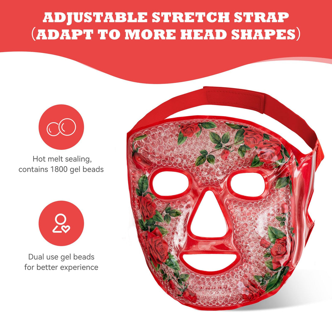 LEOSTEP Cooling Face Mask lce Face Mask Gel Beads Hot Cold Compress Pack Frozen Face Masks for Sleeping,Pressure,Puffiness,Headaches