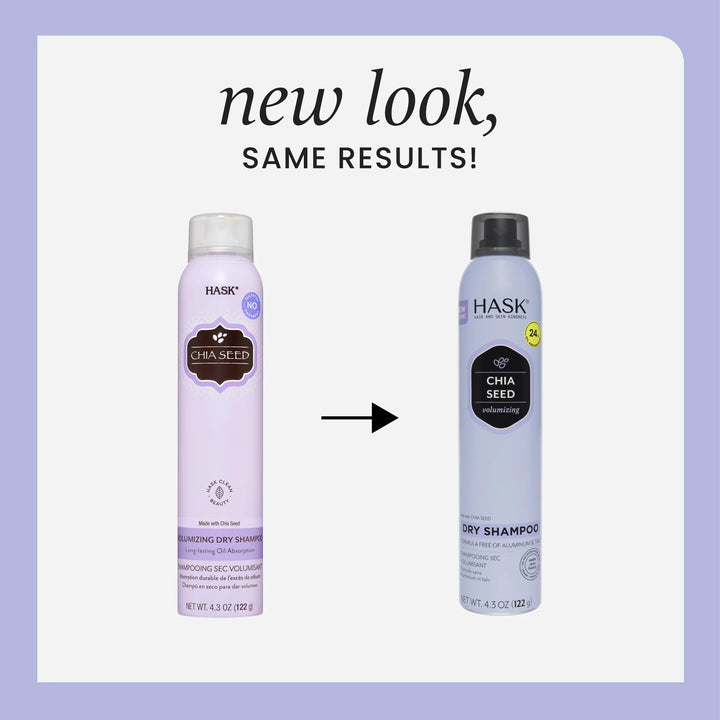HASK Chia Seed Volumizing Dry Shampoo Kits for all hair types, aluminum free, no sulfates, parabens, phthalates, gluten or artificial colors 4.3oz