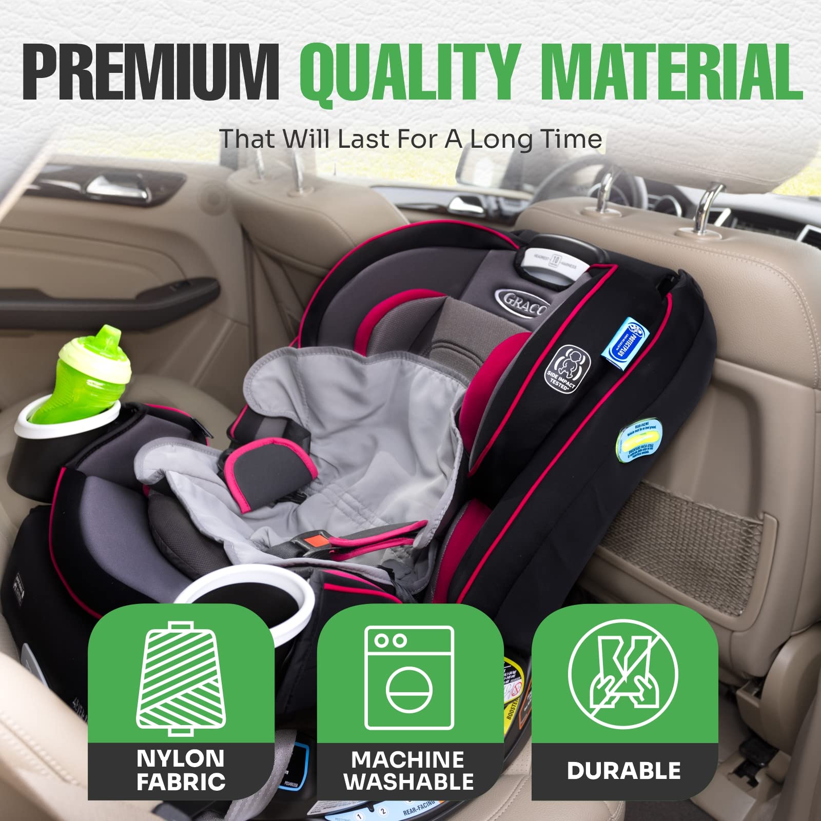 lebogner Child Car Seat Saver Waterproof Liner 100% Leak Free Pad for Baby Stroller, Piddle Pad for Potty Training Toddlers, Car Seat Liner with Anti Slip Vinyl Backing