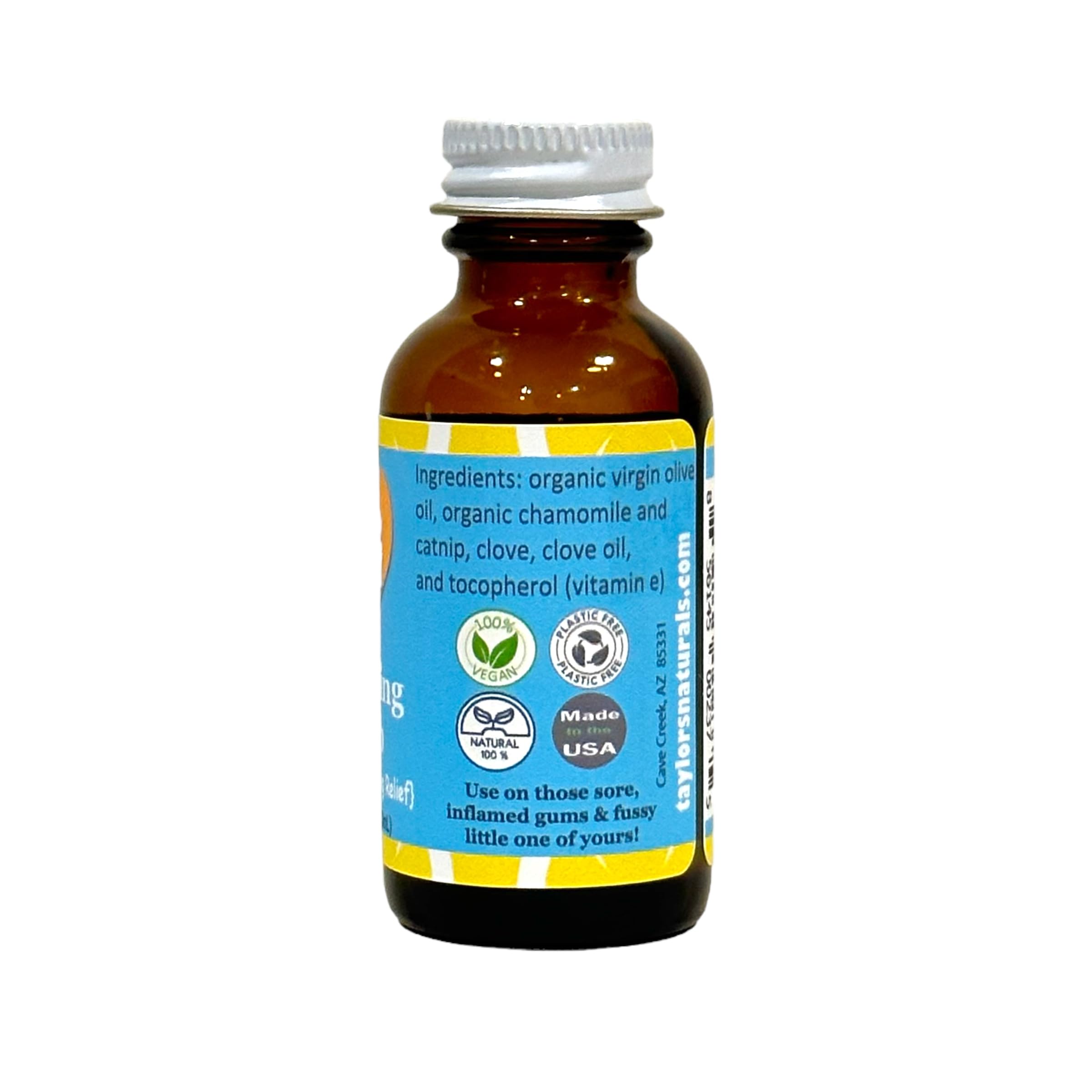 BALM! Baby Teething Oil Rub - Baby Teething Relief - Vegan, All Natural & Organic Teething Aid with Chamomile & Clove - Gentle, Safe & Effective - 1 oz Glass Bottle - Plastic Free