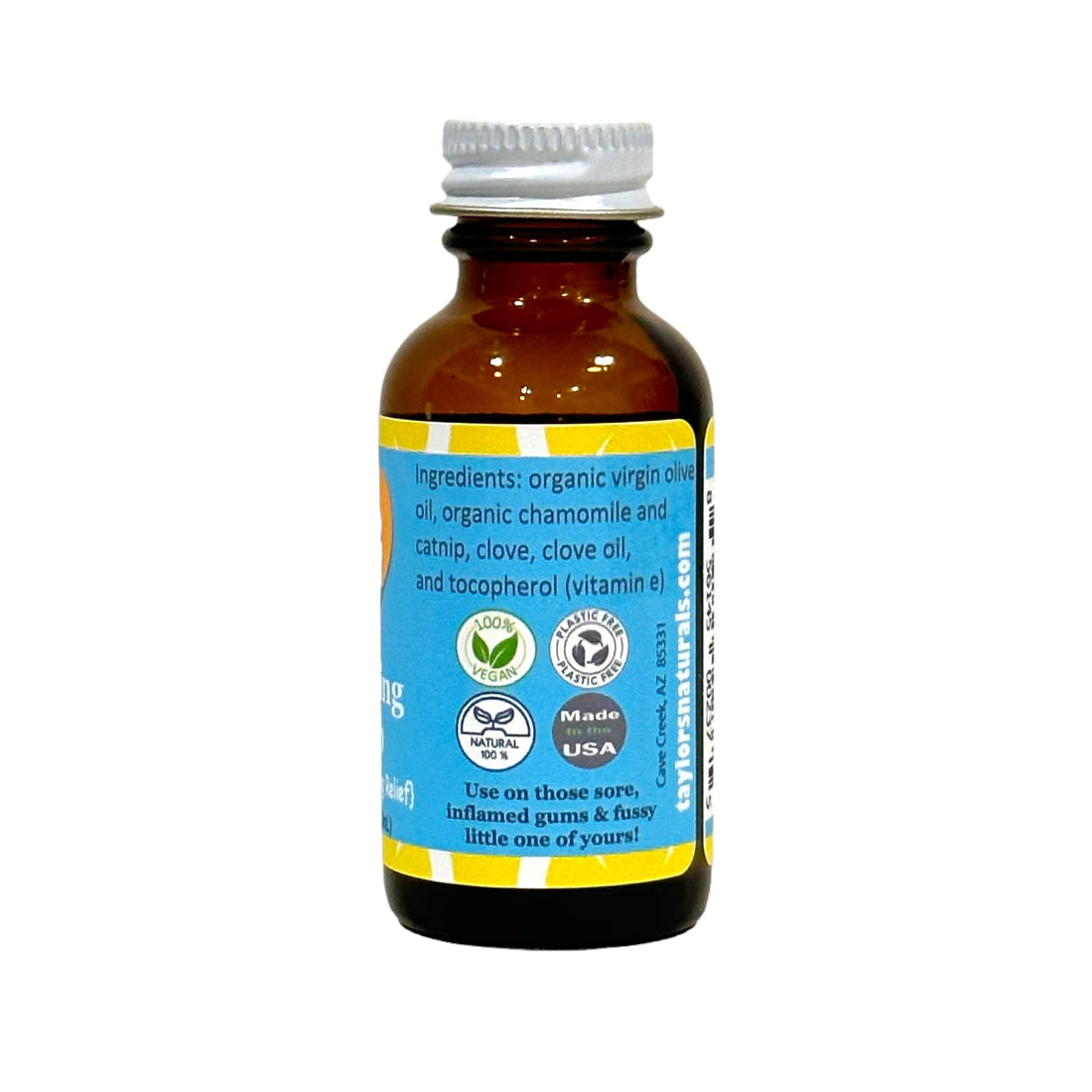 BALM! Baby Teething Oil Rub - Baby Teething Relief - Vegan, All Natural & Organic Teething Aid with Chamomile & Clove - Gentle, Safe & Effective - 1 oz Glass Bottle - Plastic Free