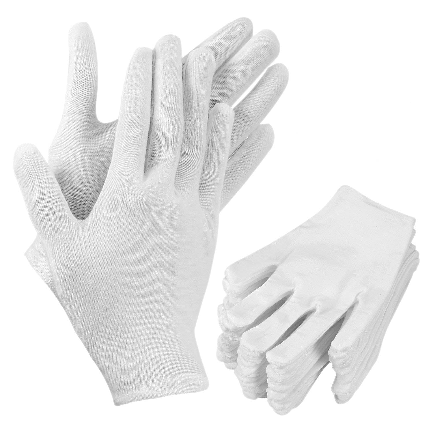 BEADNOVA Cotton White Gloves for Dry Hands Eczema Glove Liners for Moisturizing Inspection Jewelry for Women Men (8 Pairs)