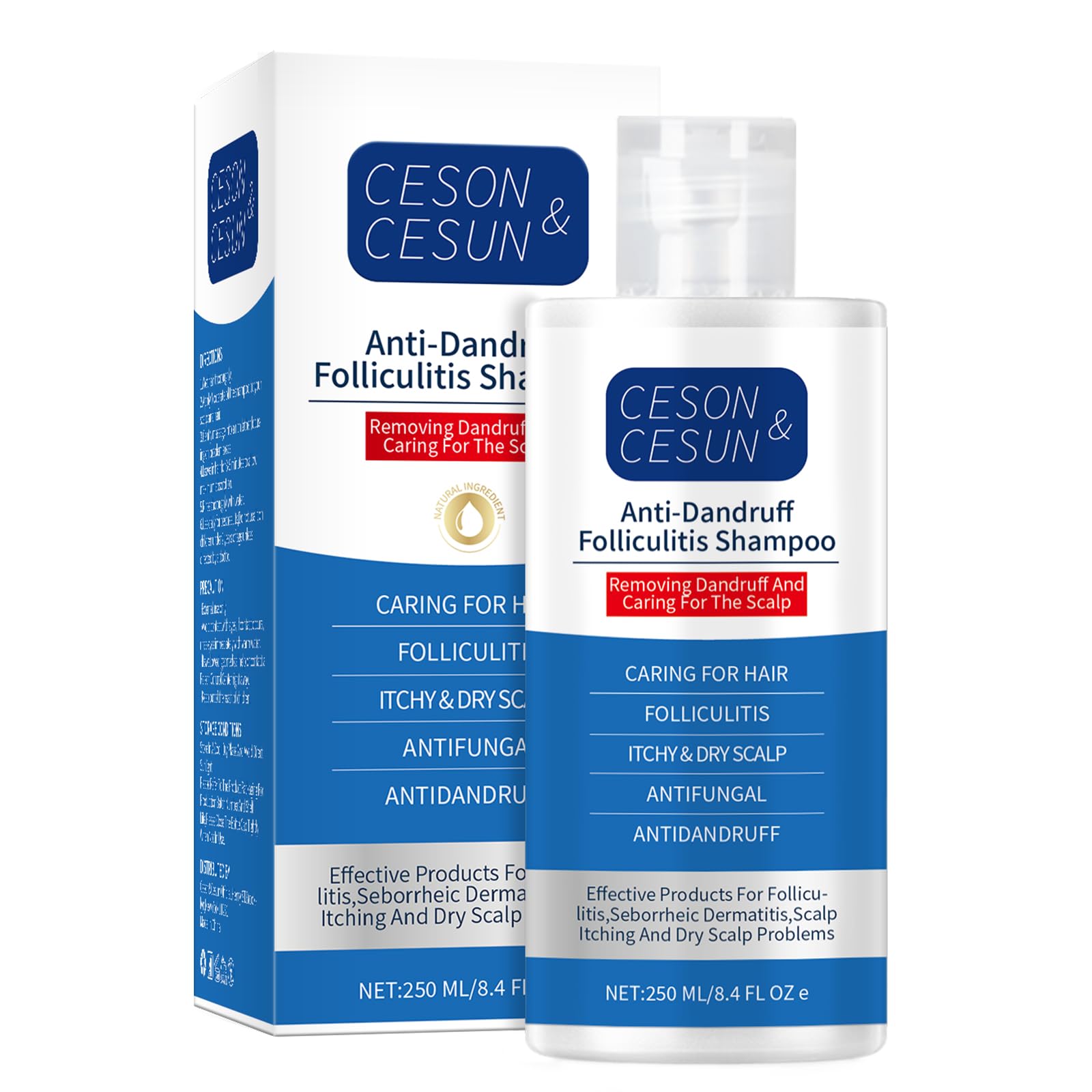 Ceson&Cesun Psoriasis 2 in 1 Shampoo & Conditioner Anti-Dandruff/Anti-Fungal Shampoo for Folliculitis, Effective Scalp Psoriasis Treatment - Relieves Itchy & Dry Scalp