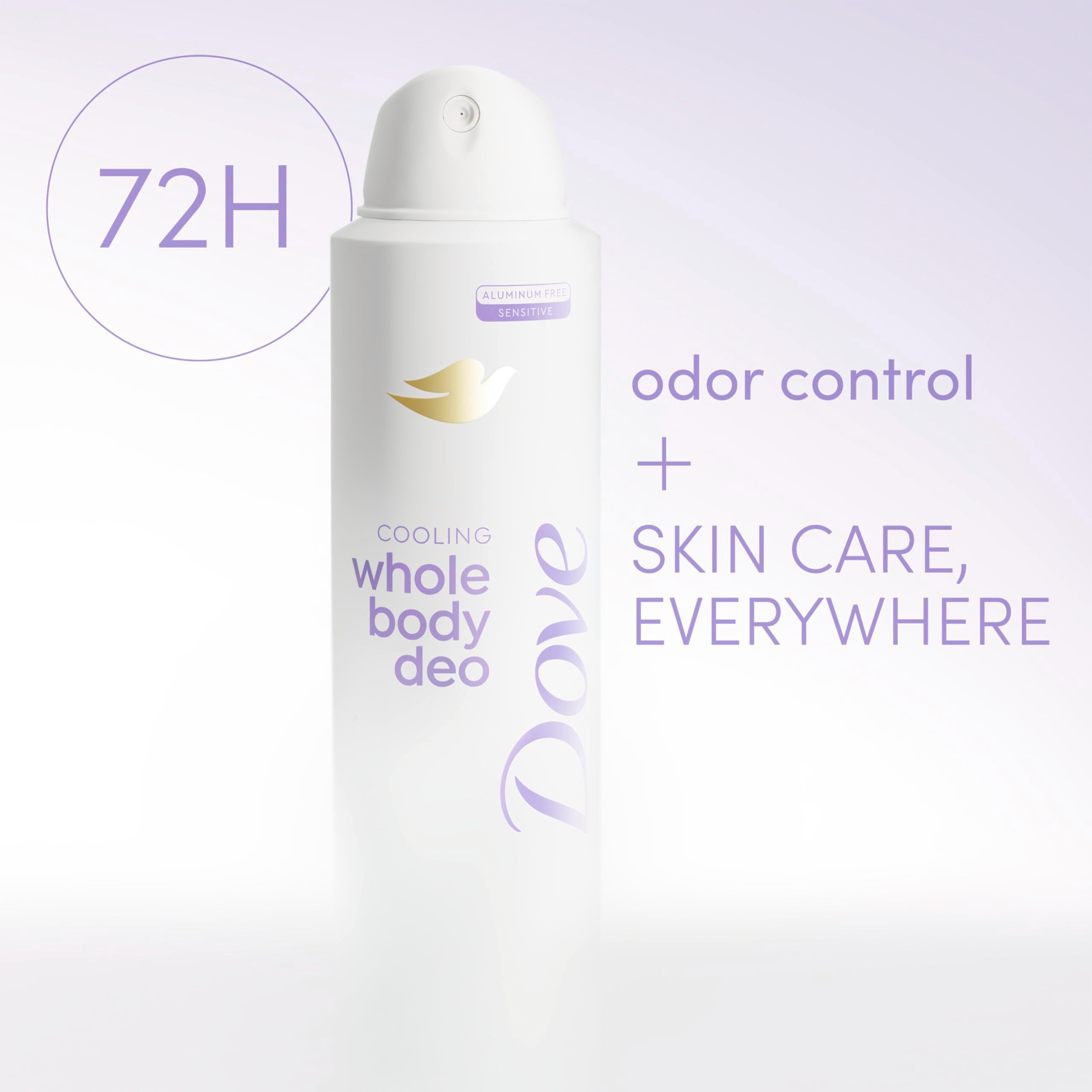 Dove Whole Body Deo Aluminum Free Invisible Spray Deodorant Coconut & Vanilla for 72h Odor Control 4 oz