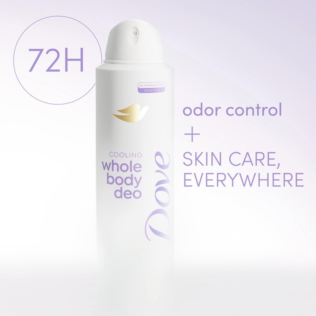 Dove Whole Body Deo Aluminum Free Invisible Spray Deodorant Coconut & Vanilla for 72h Odor Control 4 oz