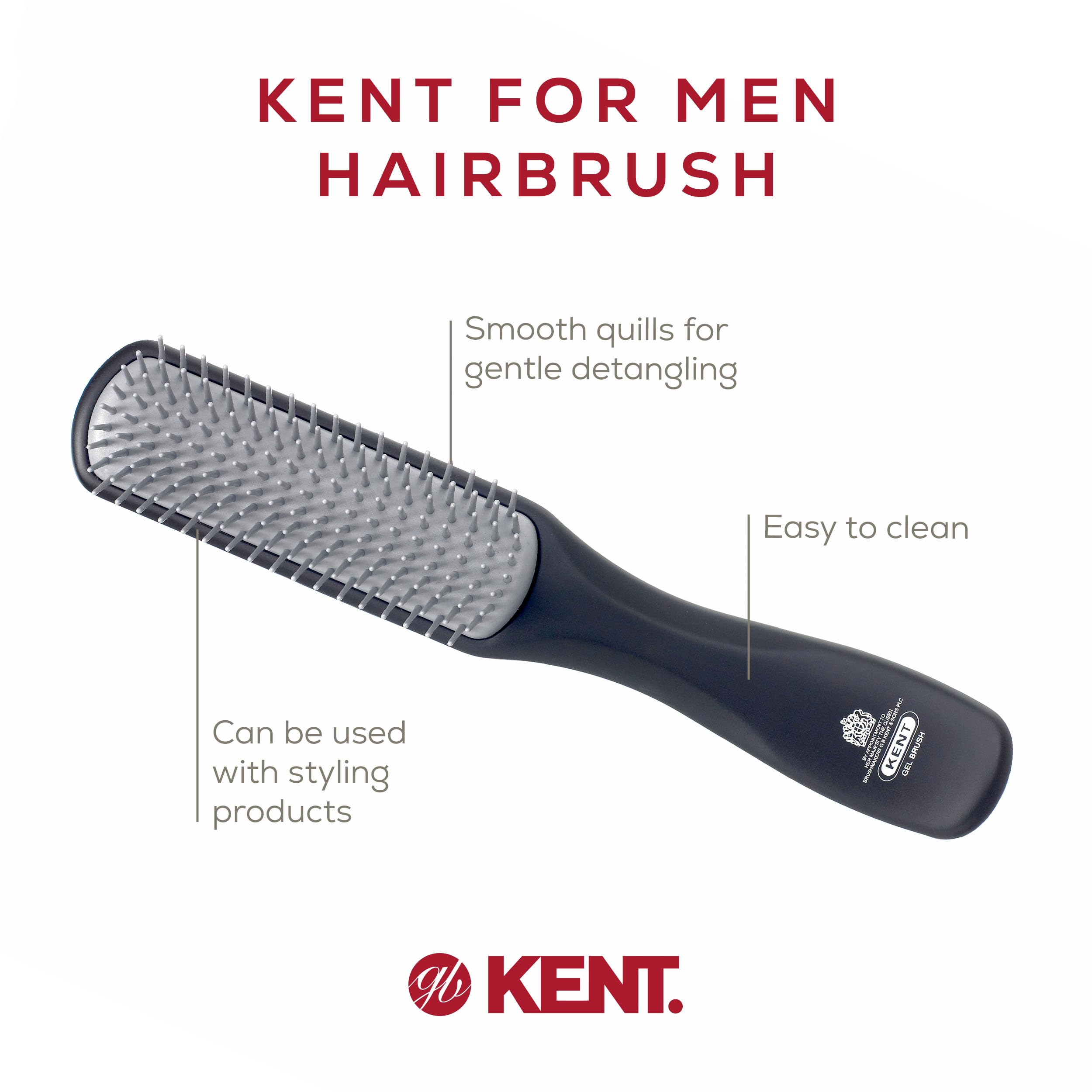 Kent Styler Brush for Thick and Short to Medium Hair for Unisex, Black