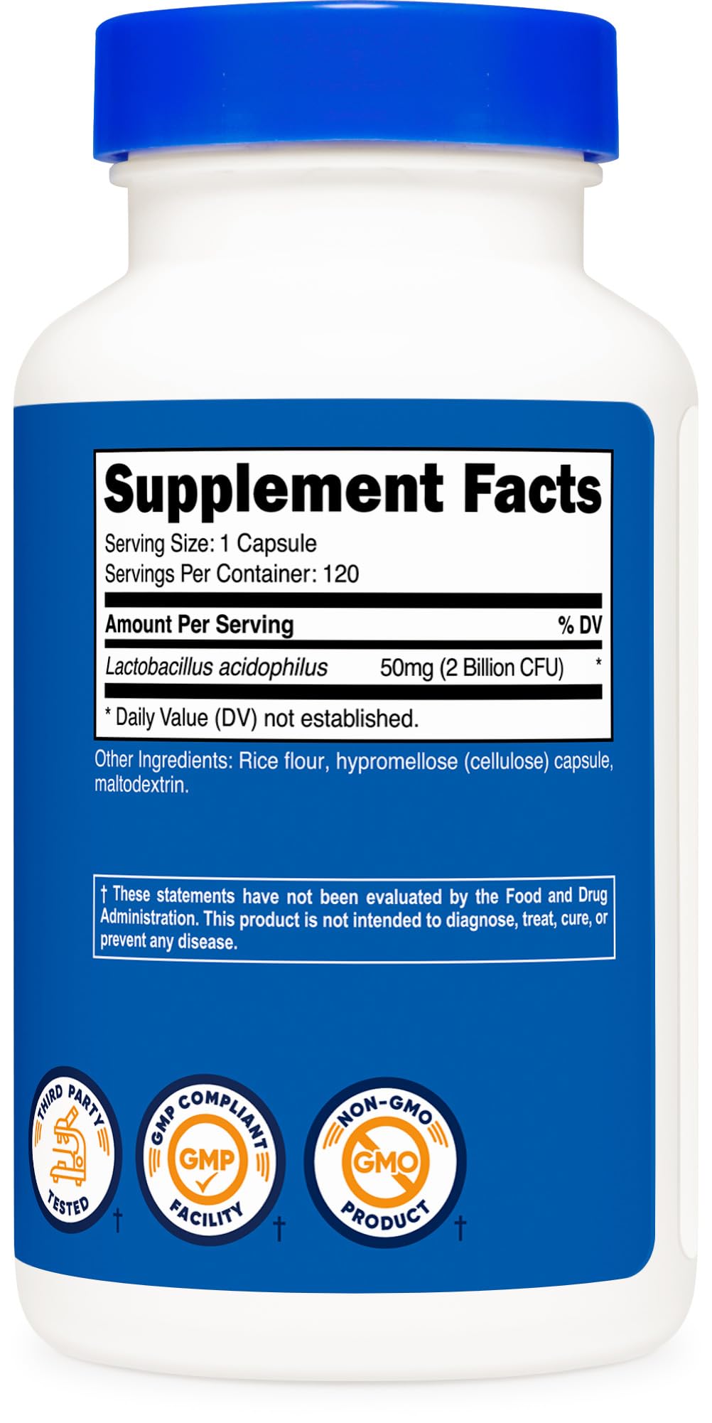 Nutricost Lactobacillus Acidophilus 2 Billion CFU Per Serving (120 Capsules)