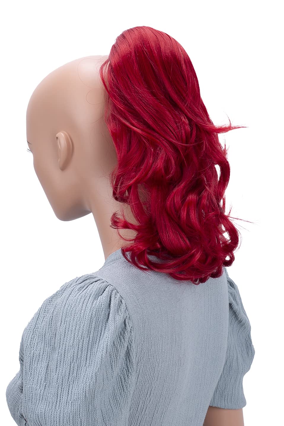 Intense red # 3100 H93 : PRETTYSHOP 14 & 110g Hair Piece Ponytail Extension Straight Light Curled Nature Looking Heat-Resisting Different Colors (intense red H93_3100)