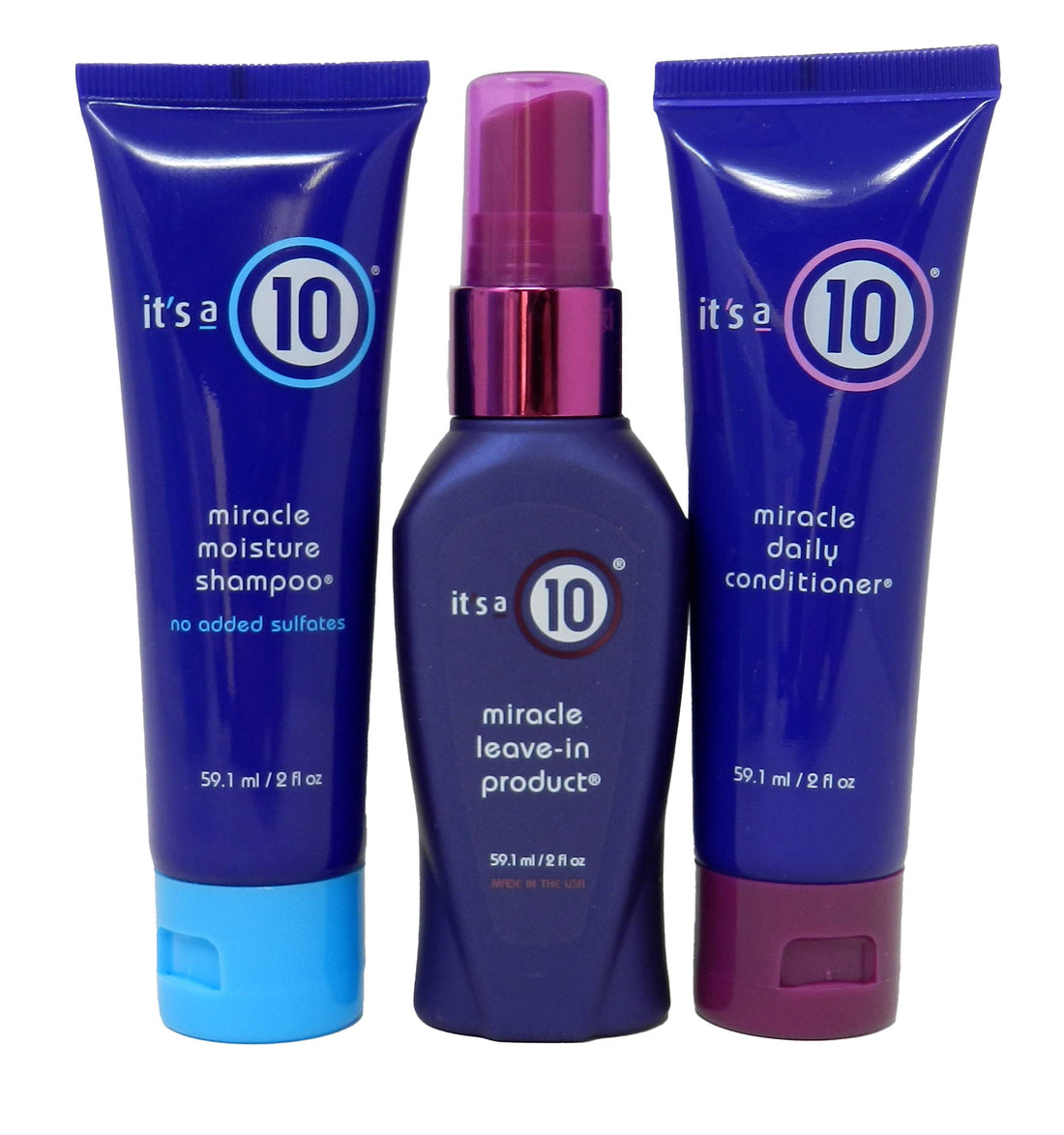 Its A 10 Ten Miracle Travel Bag: Shampoo 2 Oz, Conditioner 2 Oz, Leave In Treatment 2 Oz