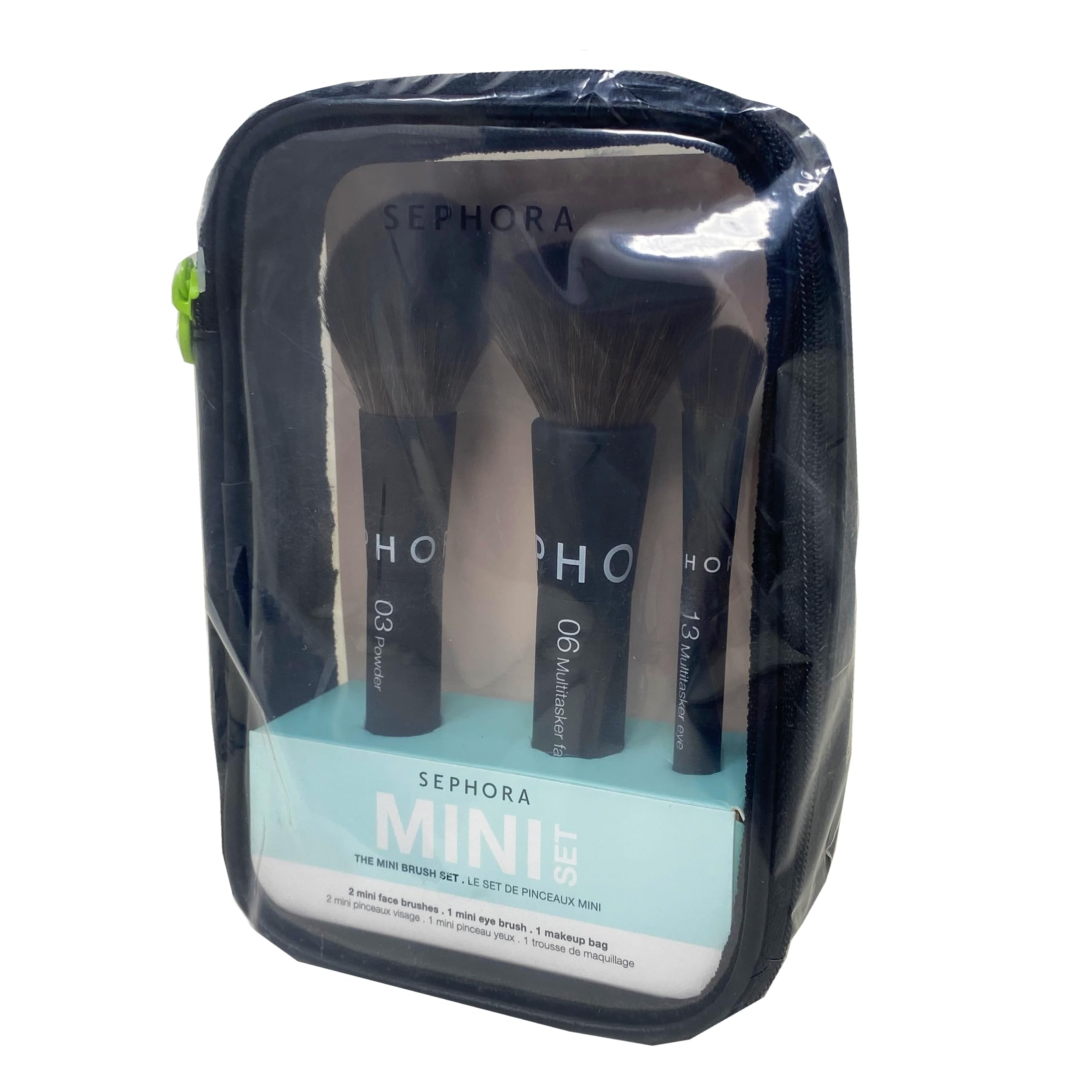 Sephora Collection The Mini Brush Set - 3 Mini Makeup Brushes and 1 Makeup Bag