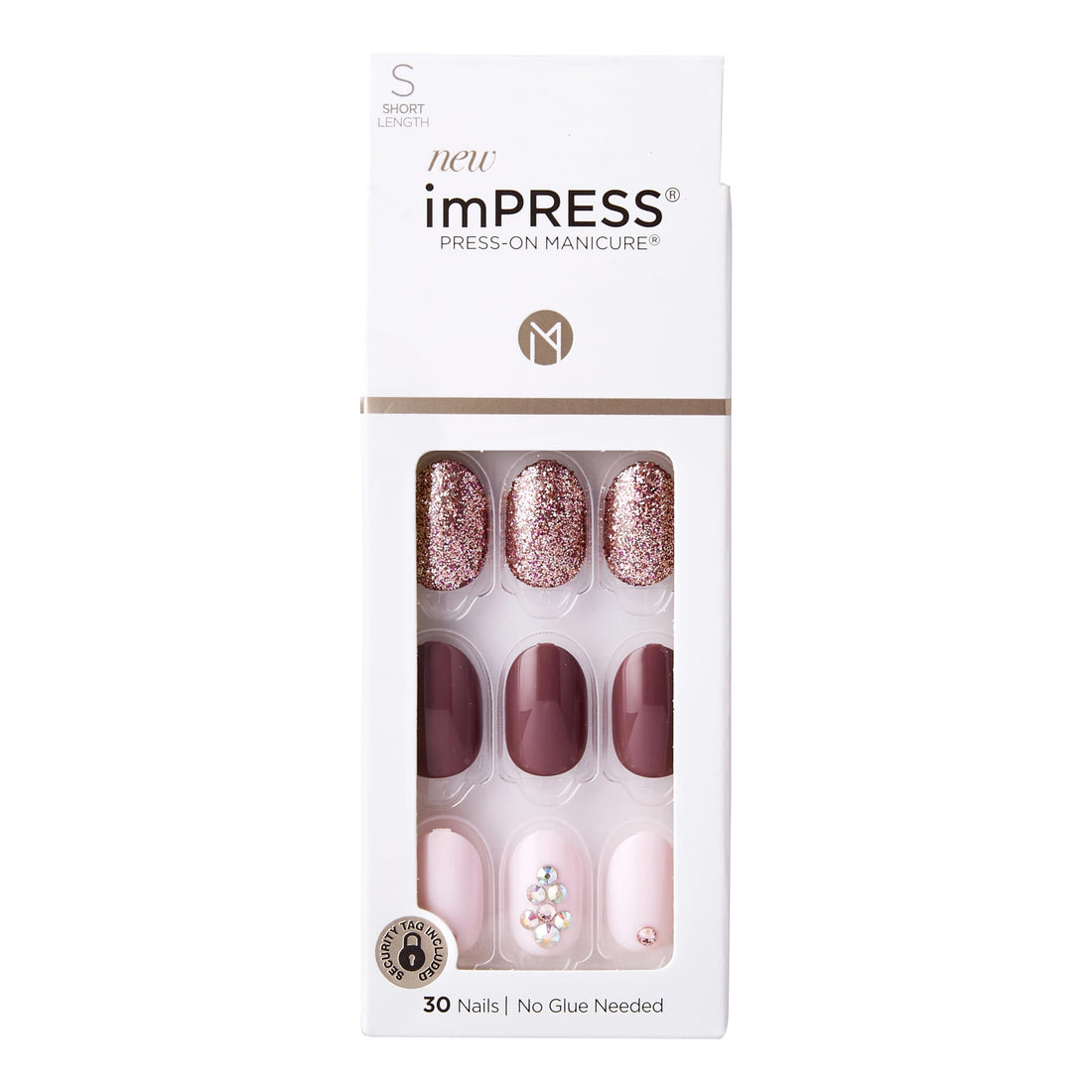 KISS imPRESS Press-On Manicure, Nail Kit, PureFit Technology, Short Press-On Nails, Reset, Includes Prep Pad, Mini File, Cuticle Stick, and 30 Fake Nails