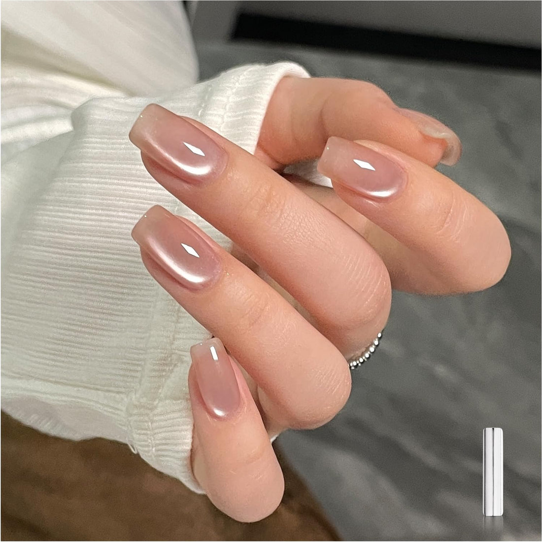 GAOY Jelly Nude Cat Eye Gel Nail Polish, 16ml Glitter Holographic Nail Polish with Magnet, Reflective Translucent UV Gel, 3095 Soft Dawn