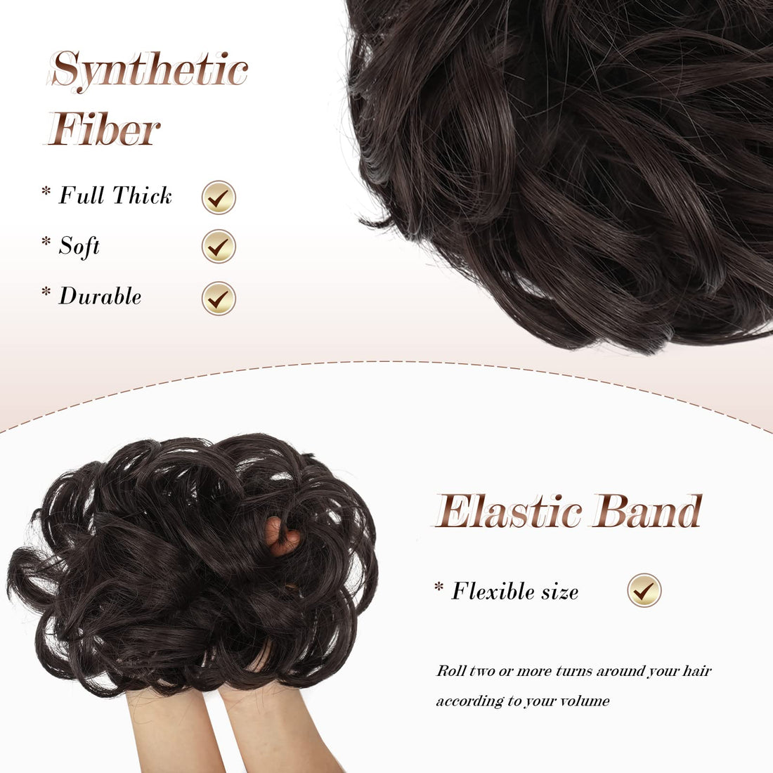FESHFEN Hair Bun Extensions Messy Curly Hair Scrunchies Plus Size Hairpieces Synthetic Donut Updo Hair Pieces for Women Girls, 1.94oz
