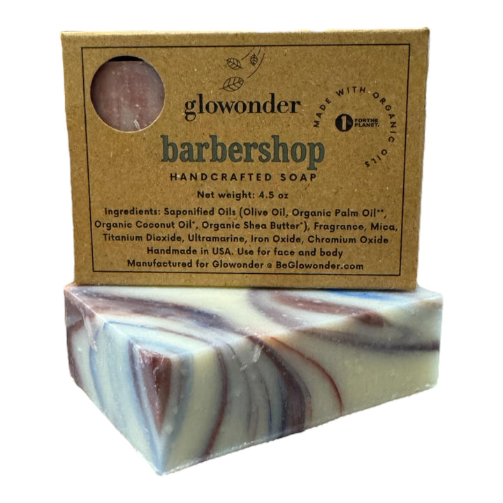 Glowonder 1 Pack Barbershop Handmade Organic Bar Soap for Face and Body - Moisturizing, All-Natural, Cruelty-Free - Botanical Ingredients - Shower, Bath, Hand Soaps, Gifts - 4.5 oz