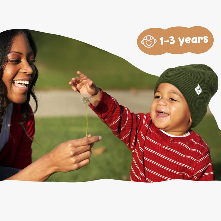 YANIBEST Baby Beanie for Boys Girls Toddler Beanie Satin Lined Baby Kids Beanies Knit Winter Hats Green