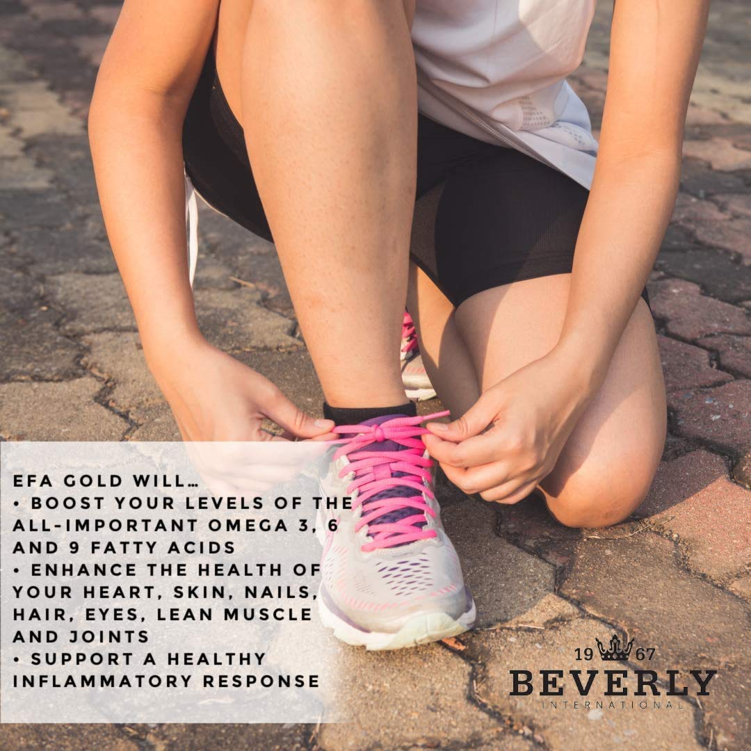 Beverly International EFA Gold, 90 Softgel Capsules. Cool Down Inflammation, Beautify and Protect. High Potency Omega-3s EPA and DHA + Omega 6&9 Fatty Acids. Combination Fish, Flaxseed and Borage oil.