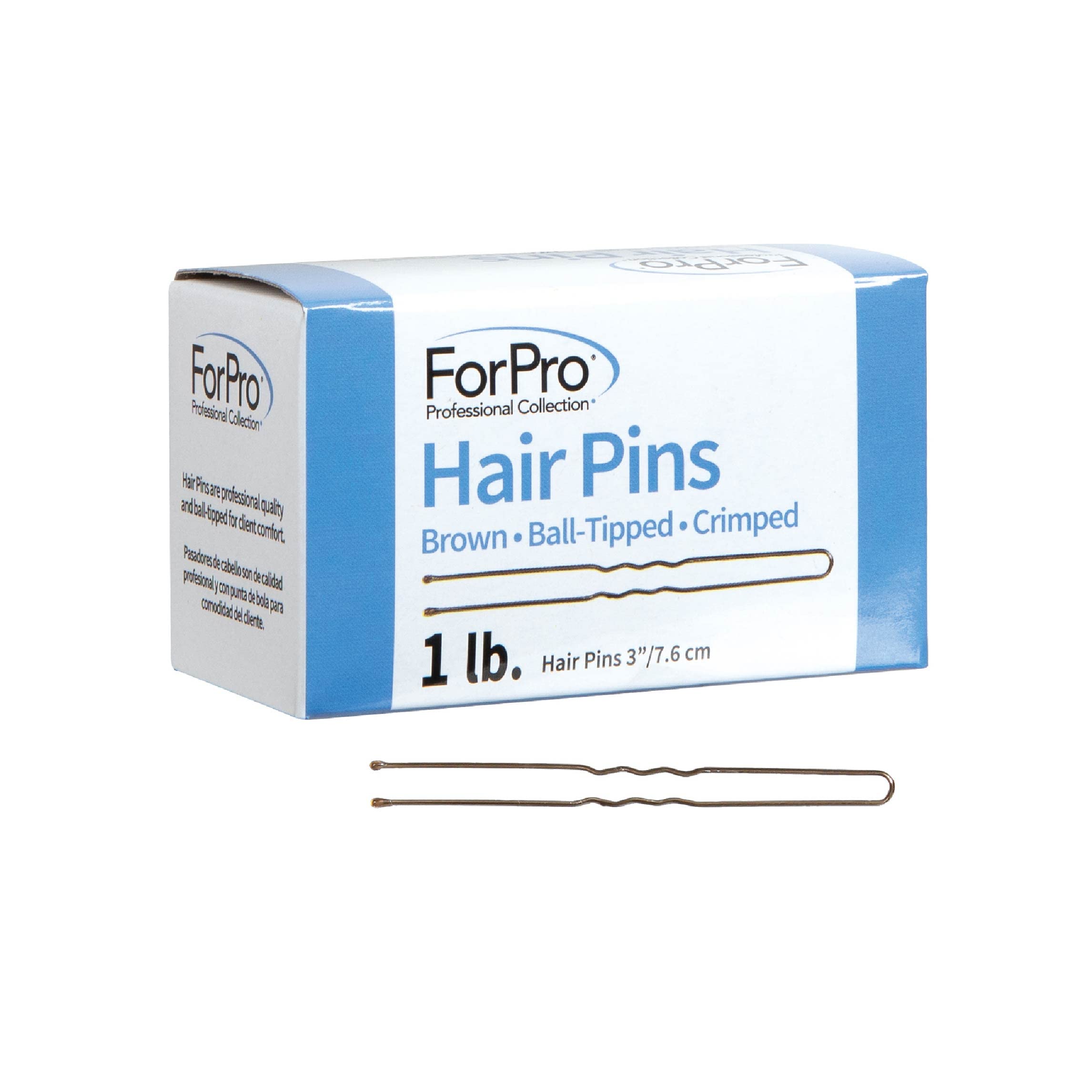 ForPro Hair Pins, Brown, Ball-Tipped, Crimped, Non-Damaging, 3ââ‚¬Â L, 1 Lb.