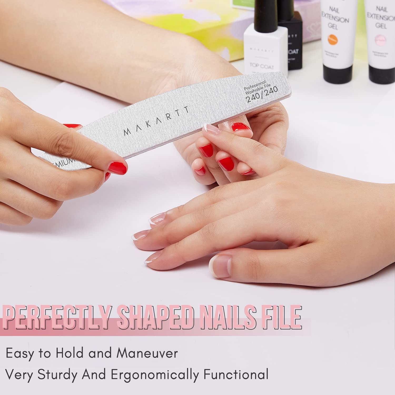 Makartt Nail File: 240 240 Grit Emery Boards for Nails, 10pcs Ultra-Fine Filer Kit for a Shiny Finish Zebra Doubled Sides Washable Manicure Pedicure Tools