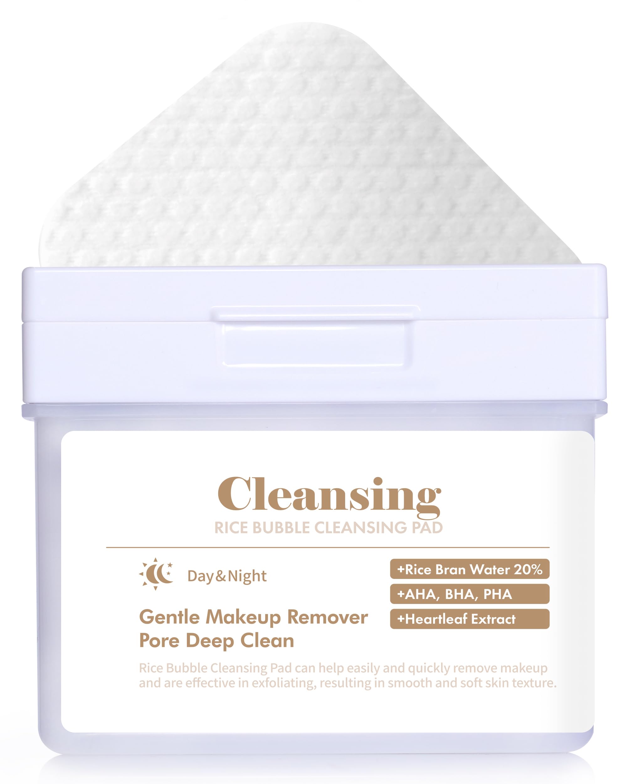 DERMAL Rice Bubble Cleansing Pad – Makeup Remover Bubble Pads - Exfoliating and Hydrating Cleansing Pad with Korean Rice Bran Water, AHA, BHA, PHA, Fresh Green Citrus Scent, 80pads