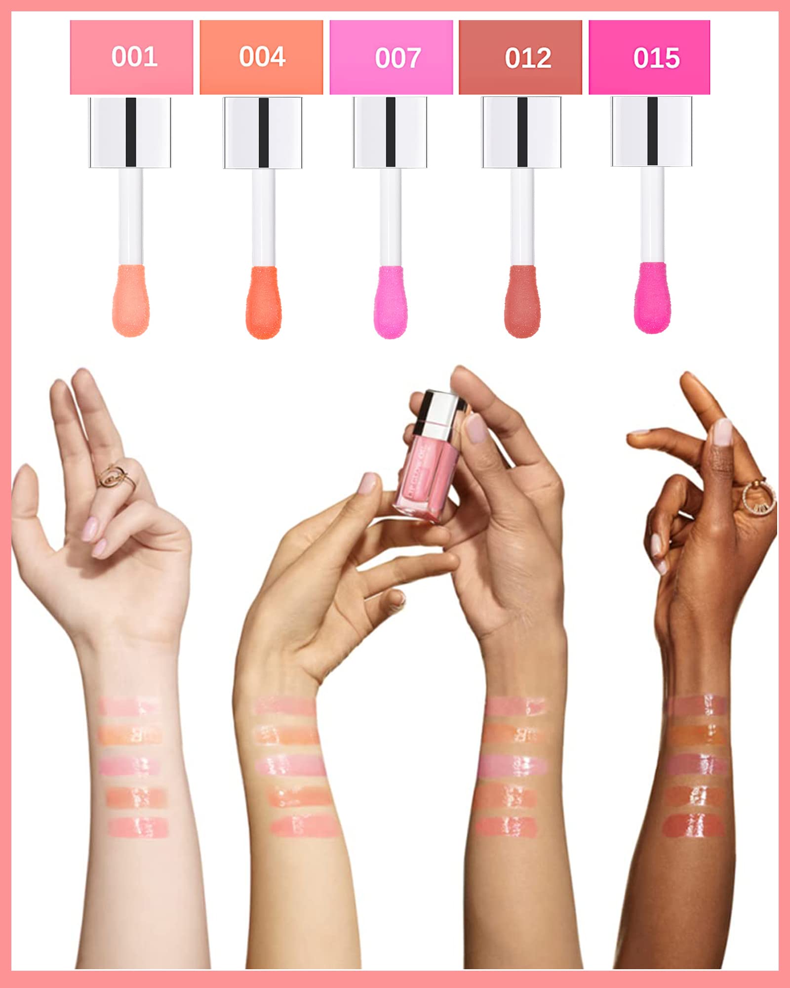 Hydrating Plumping Lip Glow Oil,Tinted Lip Gloss,Transparent Toot Lip Oil,Long Lasting Moisturizing Clear Glow Reviver Lip Oil for Lip Care Dry Lips,Women's Day Makeup Gift for Women(#001 Pink)