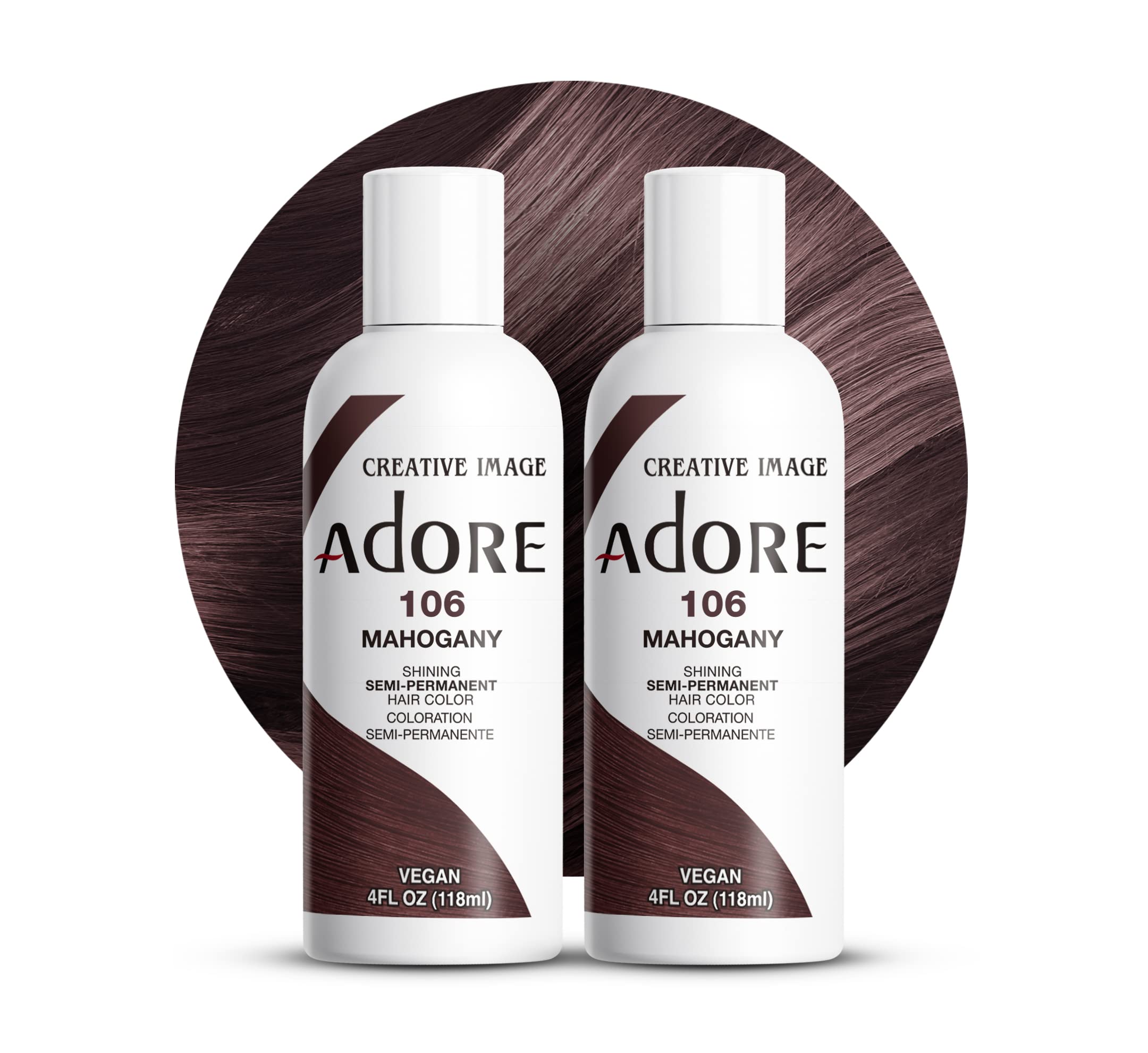 Adore SemiPermanent Haircolor 106 Mahogany 4 Ounce (118ml) (2 Pack)