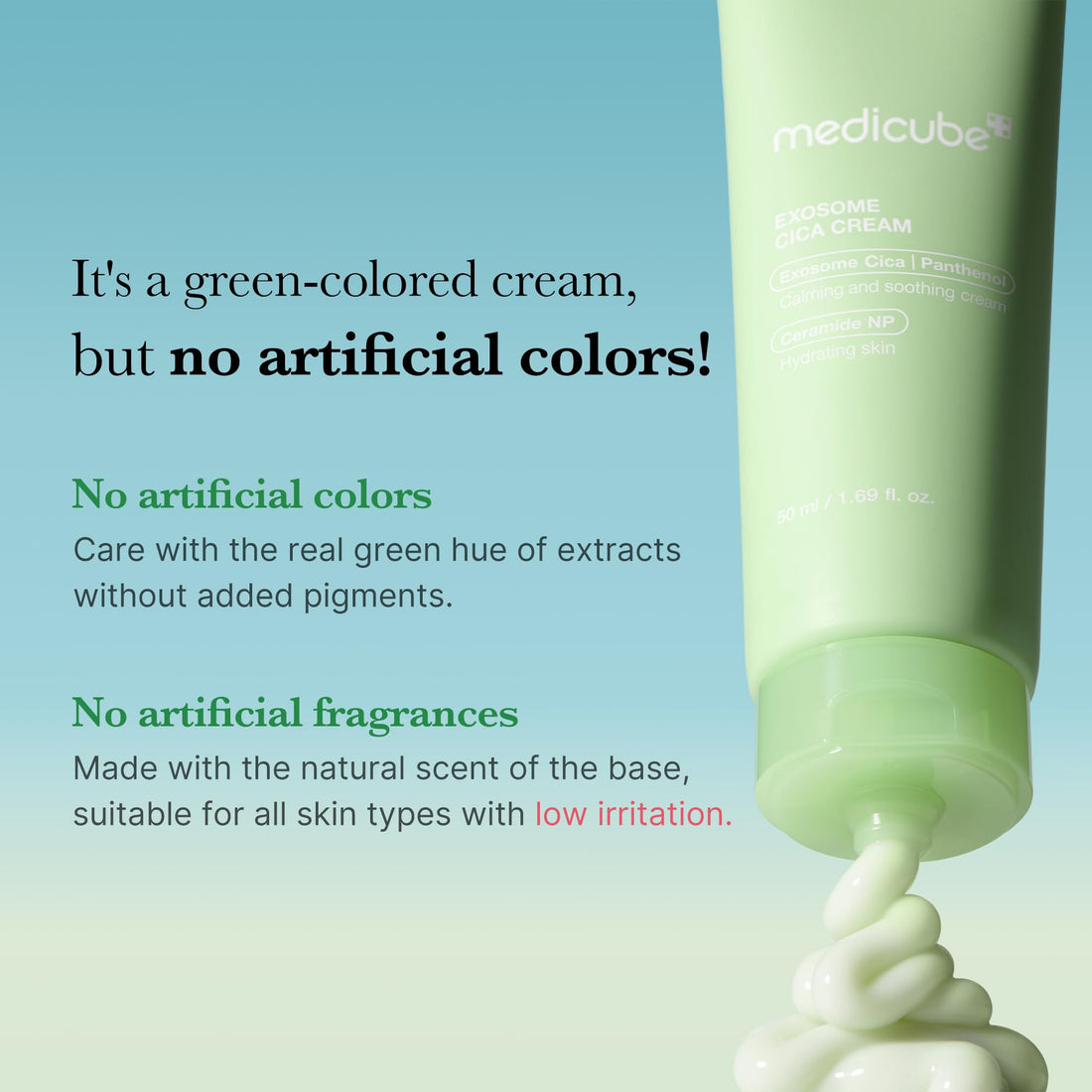 medicube Exosome Cica Tea Tree Cream for Sensitive Skin with Centella Asiatica help reduce redness and breakouts. | Low-irritating, Moisturizing Daily Texture Care | Korean Skincare | 1.7 fl oz